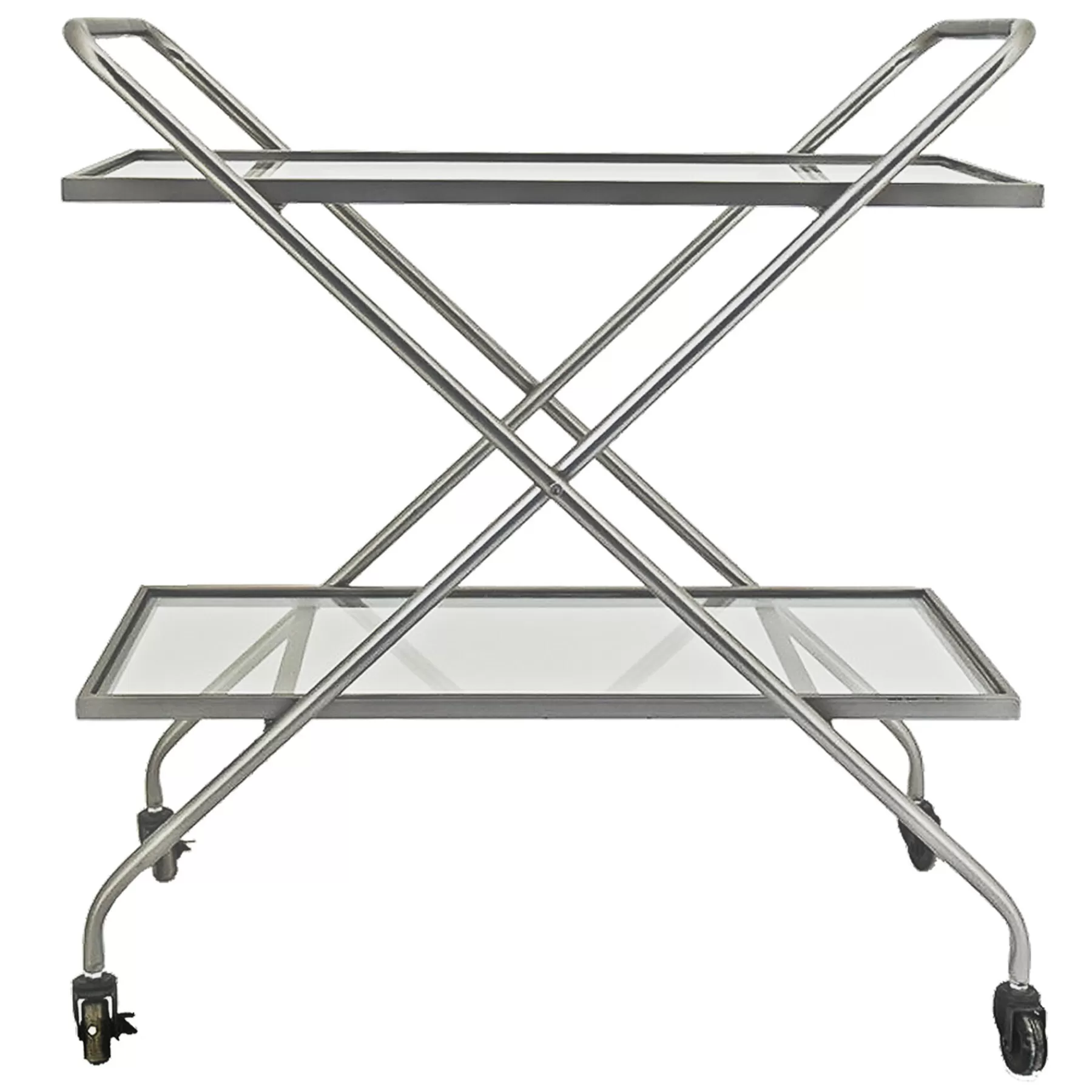 2-Tier Glass Shelf Bar Cart With Metal Frame Discount^* Shop