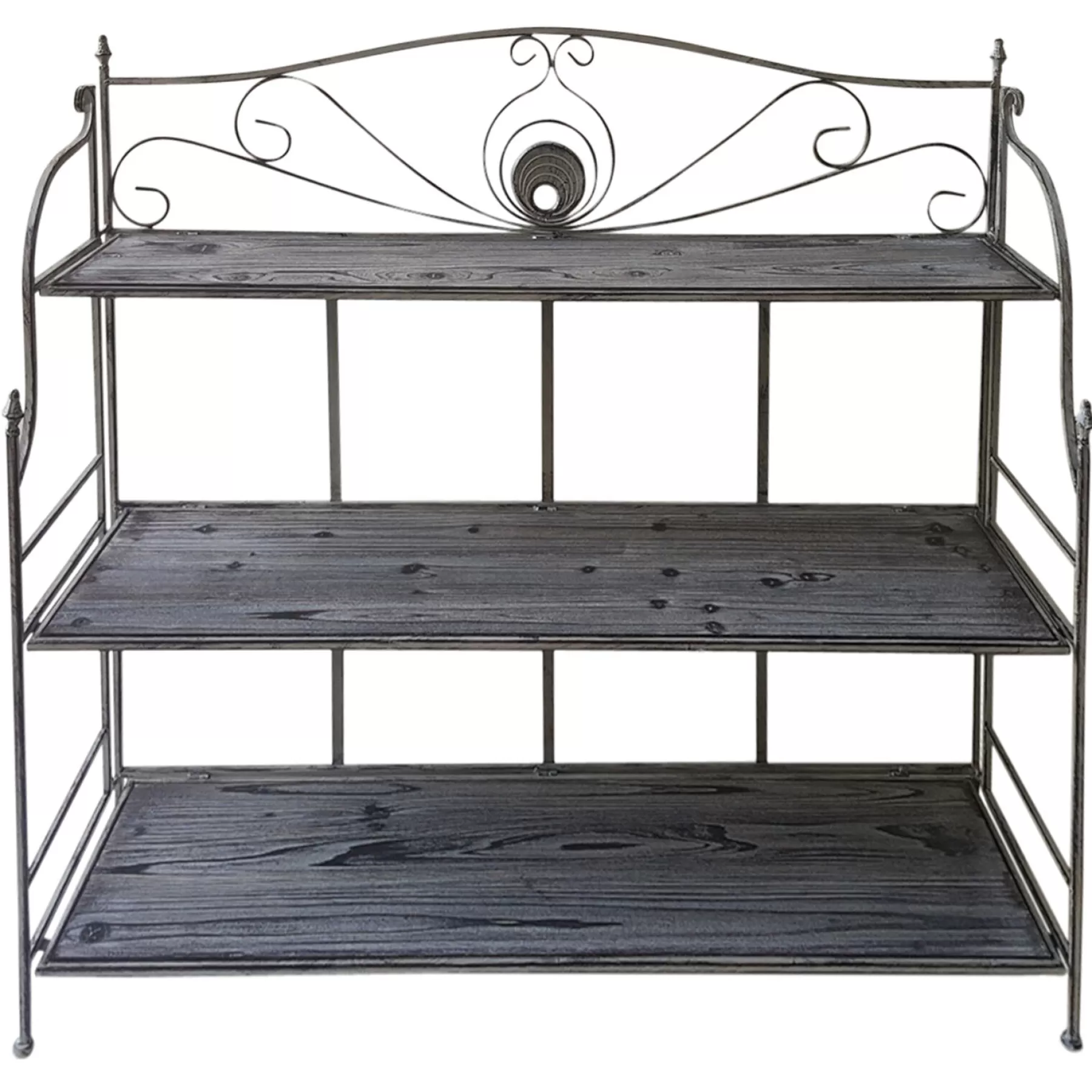 40In. Rustic Metal Rack With Folding Wood Top Shelves Outlet^* Sale
