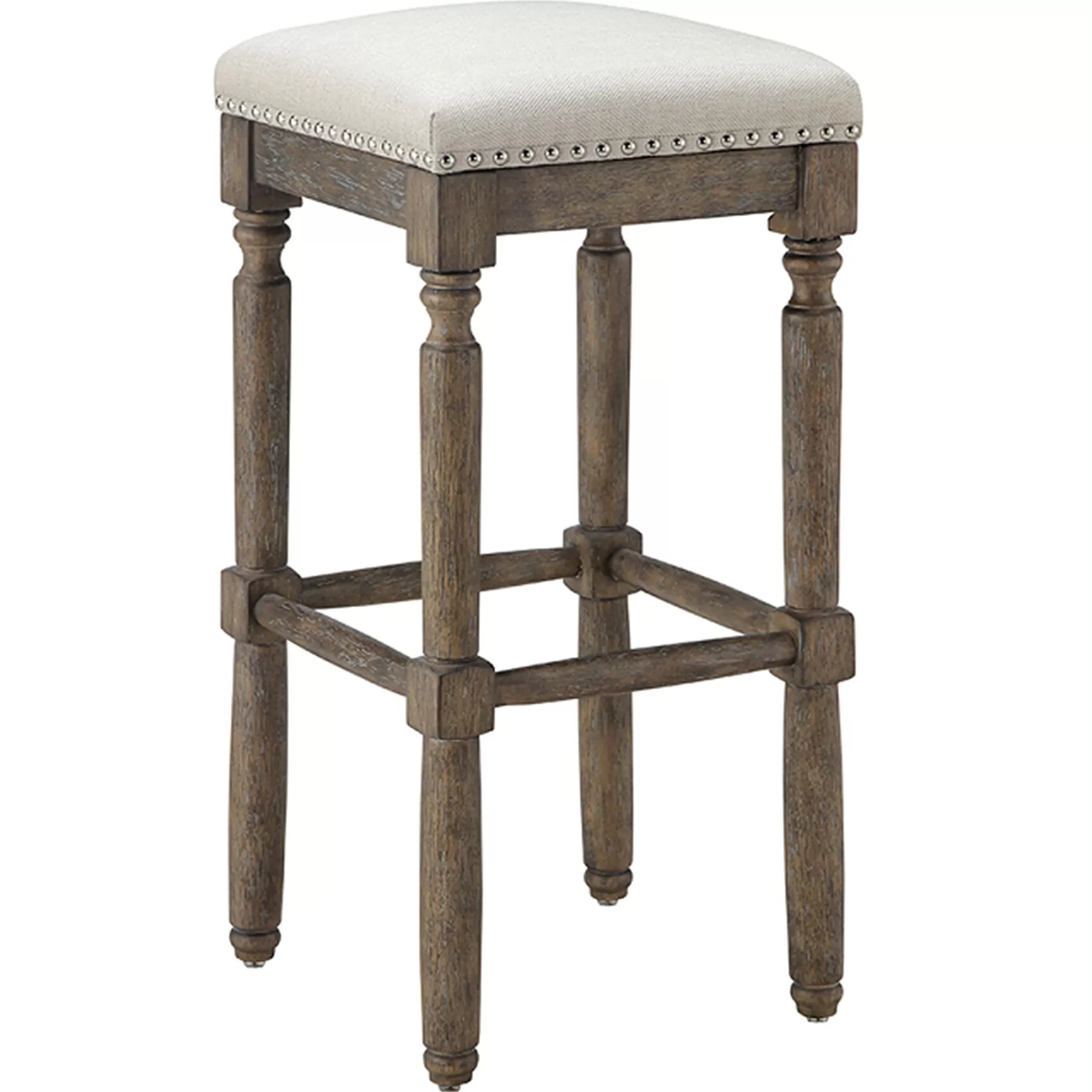 Aiden Upholstered Tan Backless Barstool With Nailhead Trim, 30 Promotion^* Fashion
