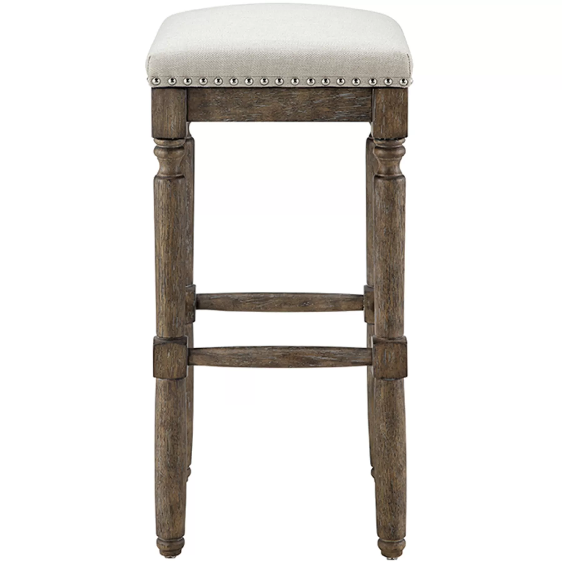 Aiden Upholstered Tan Backless Barstool With Nailhead Trim, 30 Promotion^* Fashion