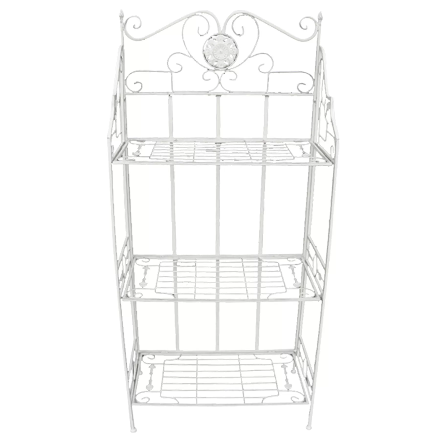 Antique White Metal Baker'S Rack With Folding Shelves, 51 Less Expensive^* Shop