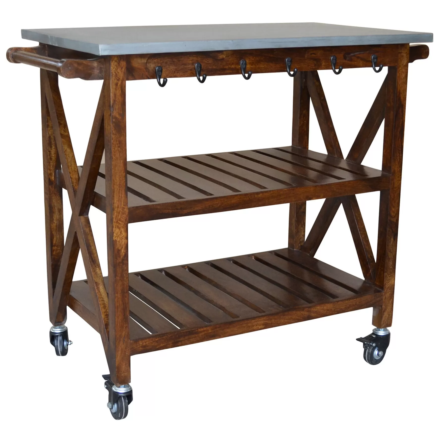Antwerp Wood Bar Cart With Metal Top And Towel Hooks Exquisite Gifts^* Cheap
