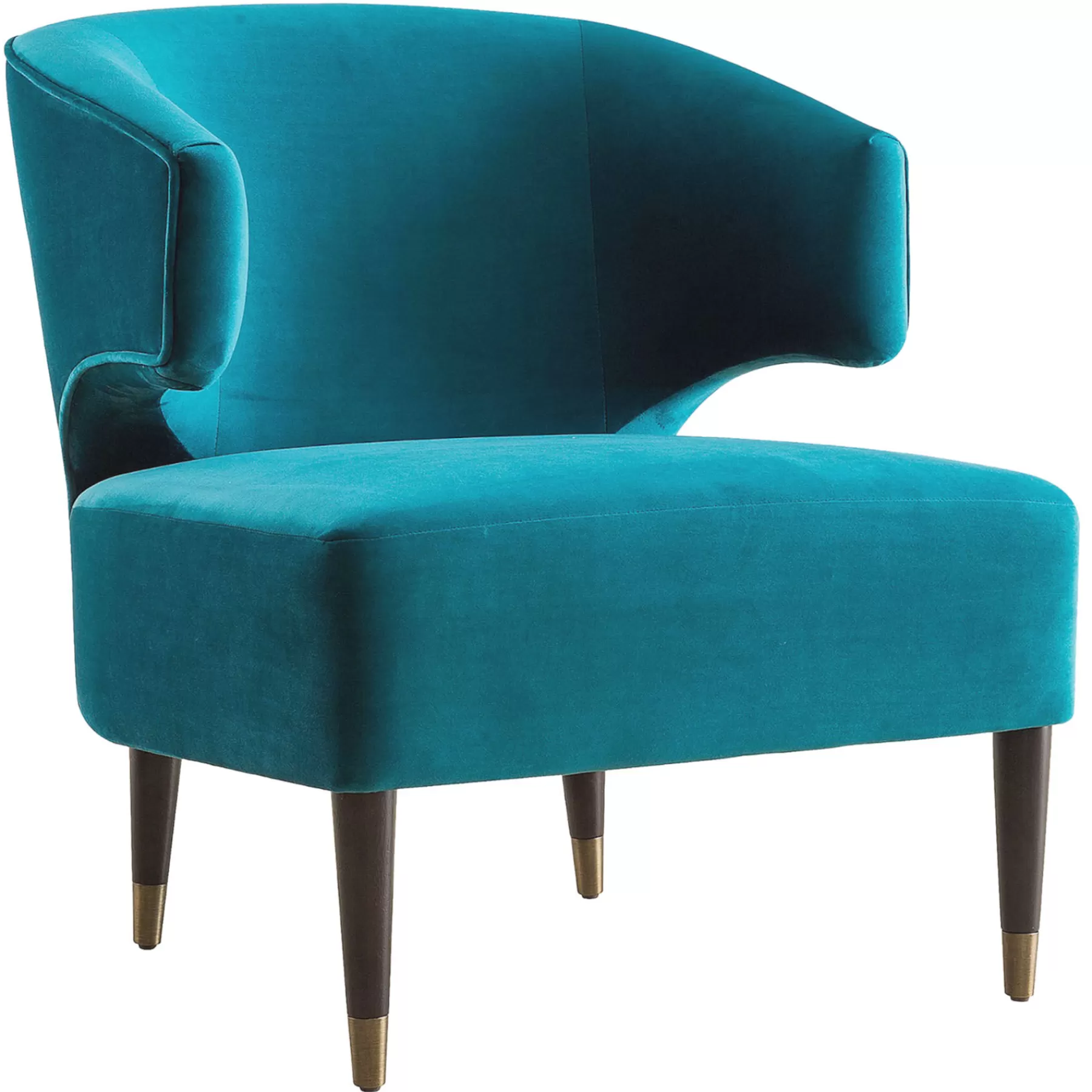 Aura Green Velvet Wrap Around Arm Chair With Brass Capped Legs Fashion^* Cheap