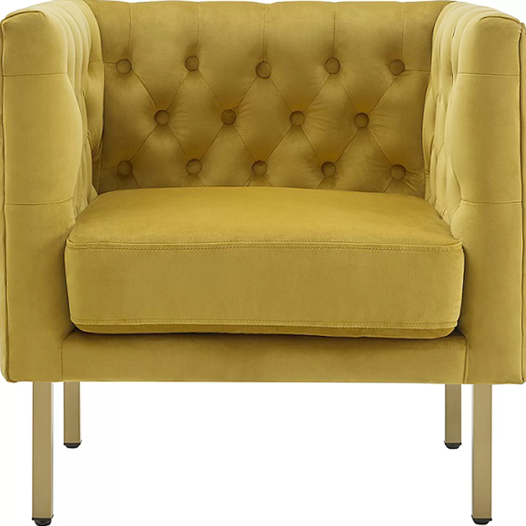 Bendell Yellow Velvet Tufted Accent Club Chair With Gold Legs Opening Sales^* Outlet