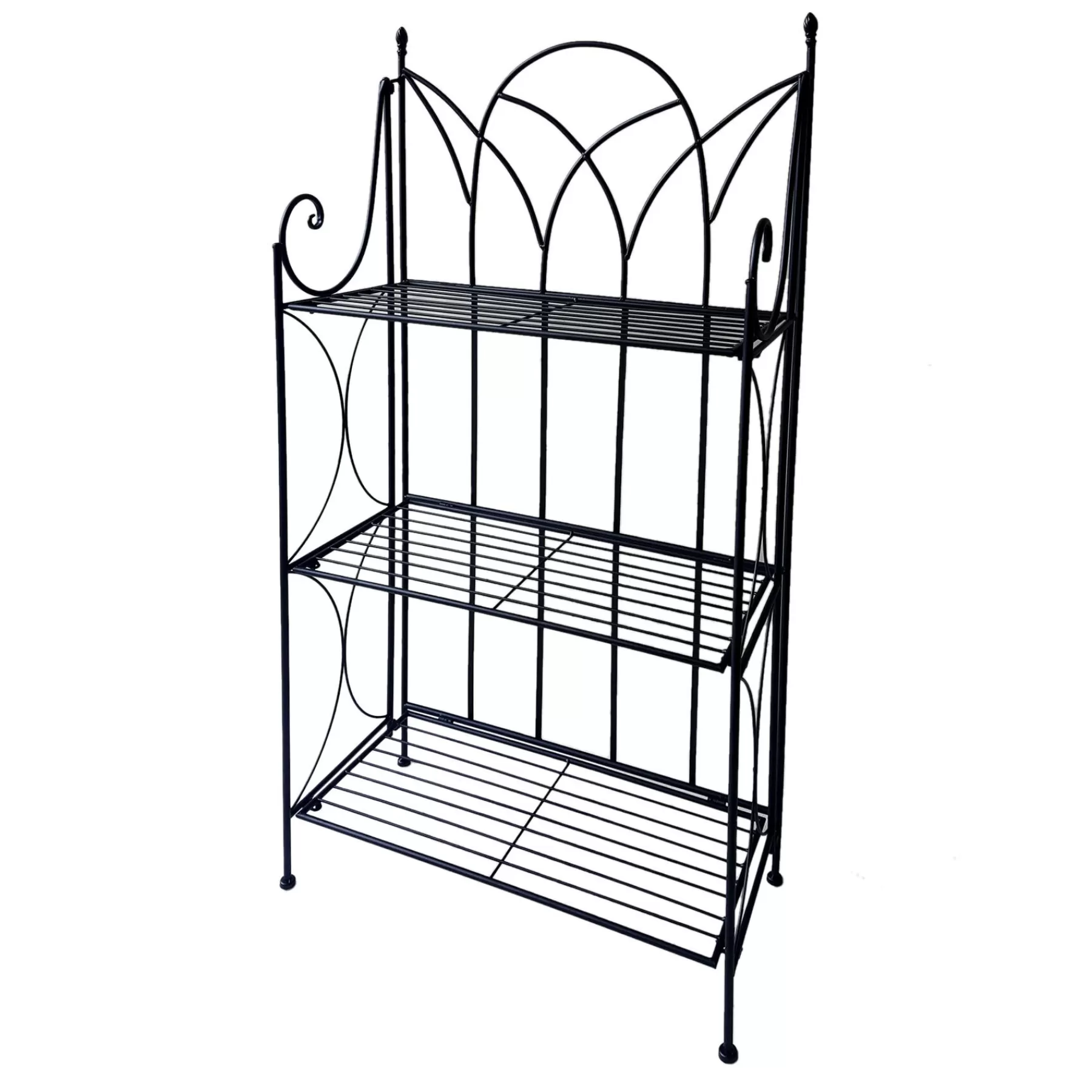 Black 3 Tier Gothic Baker Rack With Metal Wire Shelves Clearance^* Discount