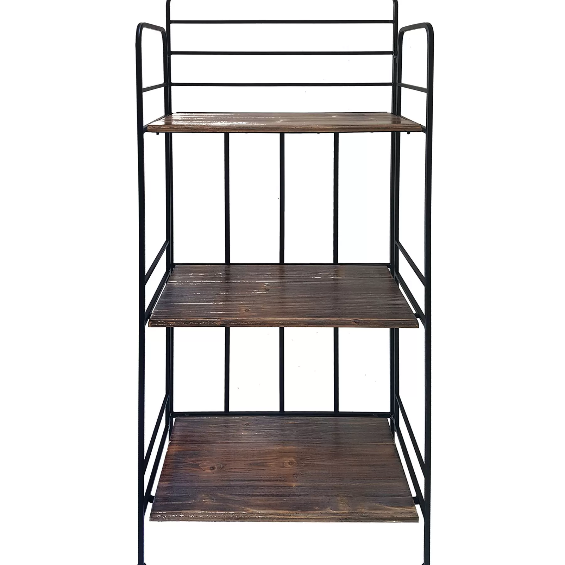 Black 3 Tier Metal Baker Rack With Folding Wood Top Shelves Gift Selection^* New