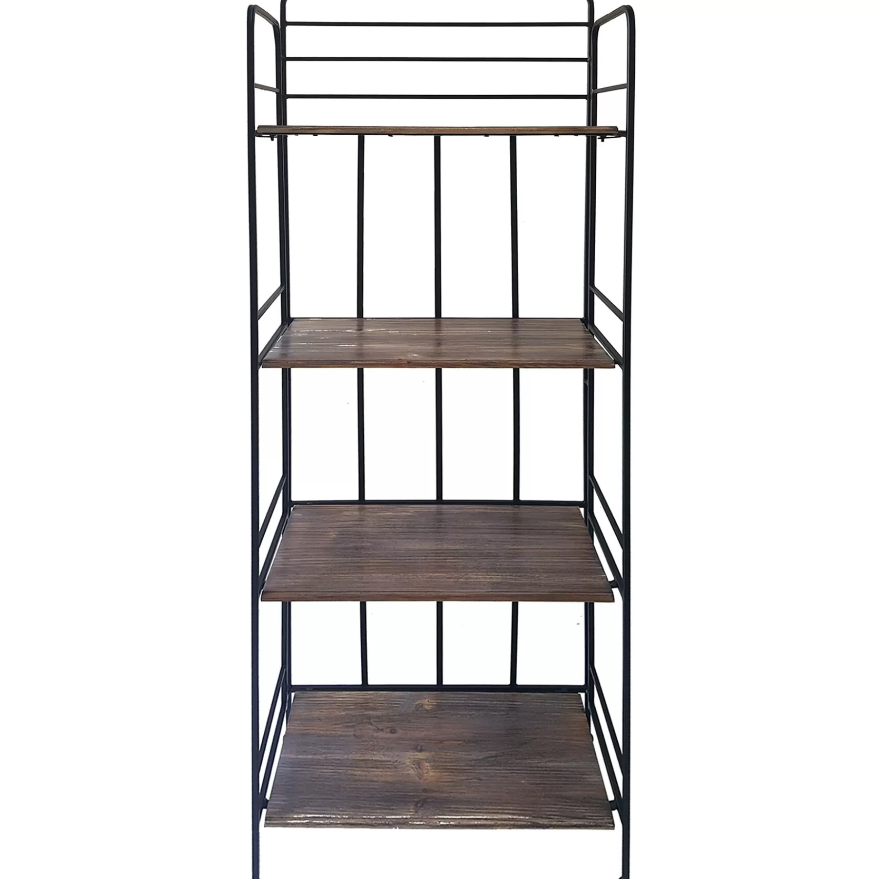 Black 4 Tier Metal Baker Rack With Folding Wood Top Shelves Gift Selection^* Hot