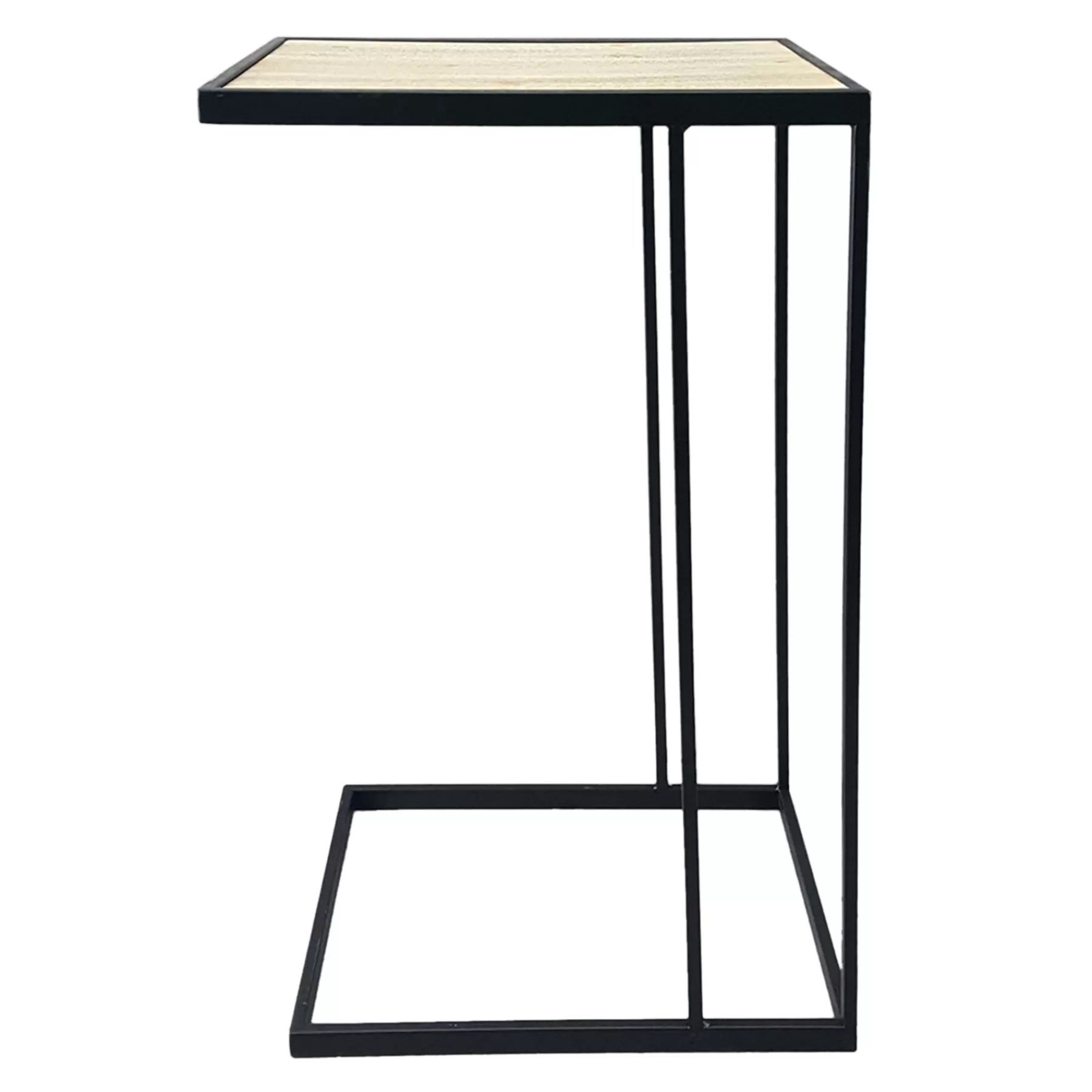 Black Metal C-Table With Light Wooden Top Less Expensive^* Cheap