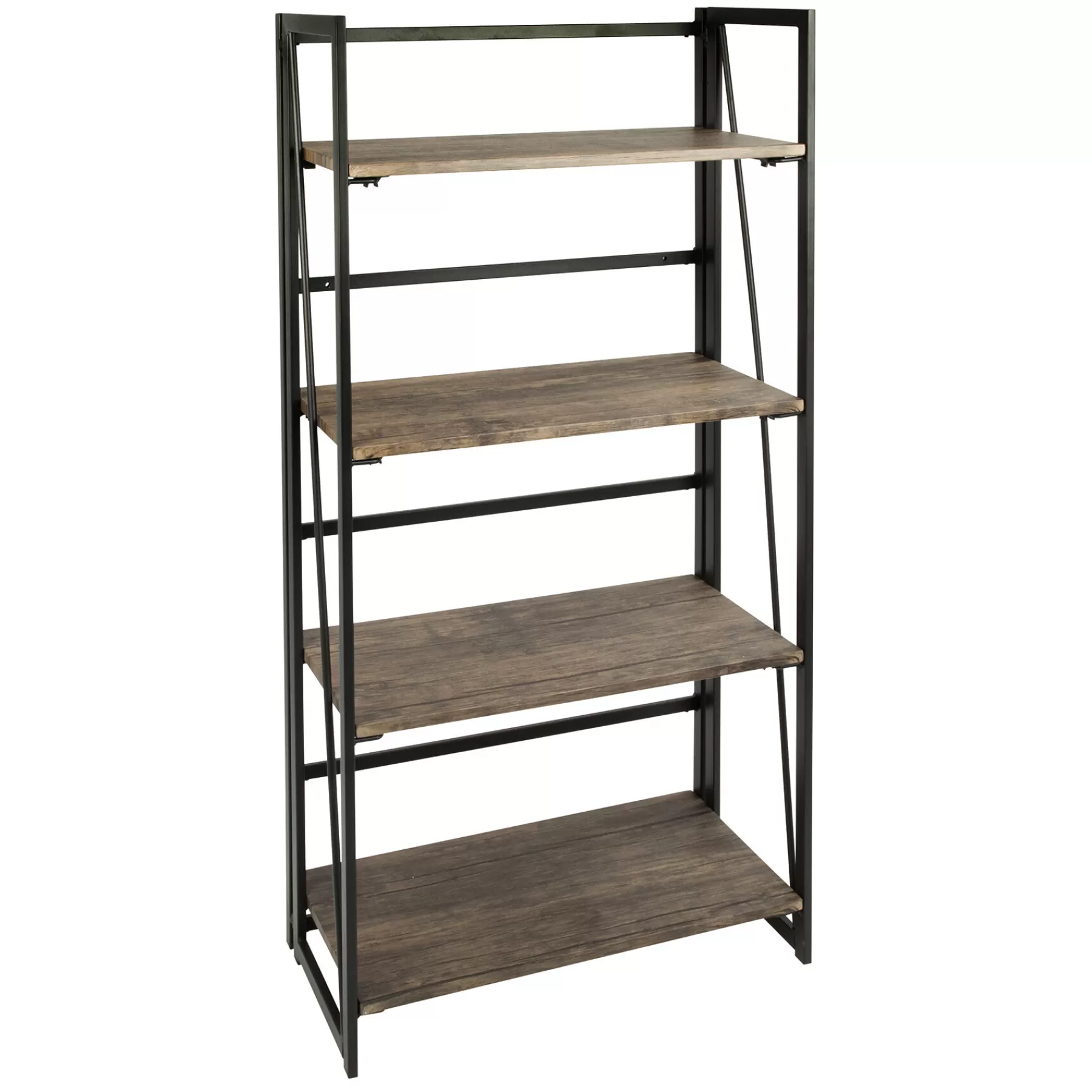 Dakota 4-Tier Black & Brown Industrial Modern Bookshelf, 49 Low Price^* Cheap