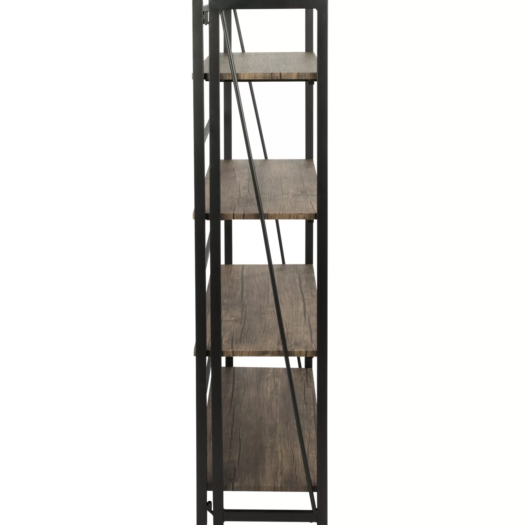 Dakota 4-Tier Black & Brown Industrial Modern Bookshelf, 49 Low Price^* Cheap