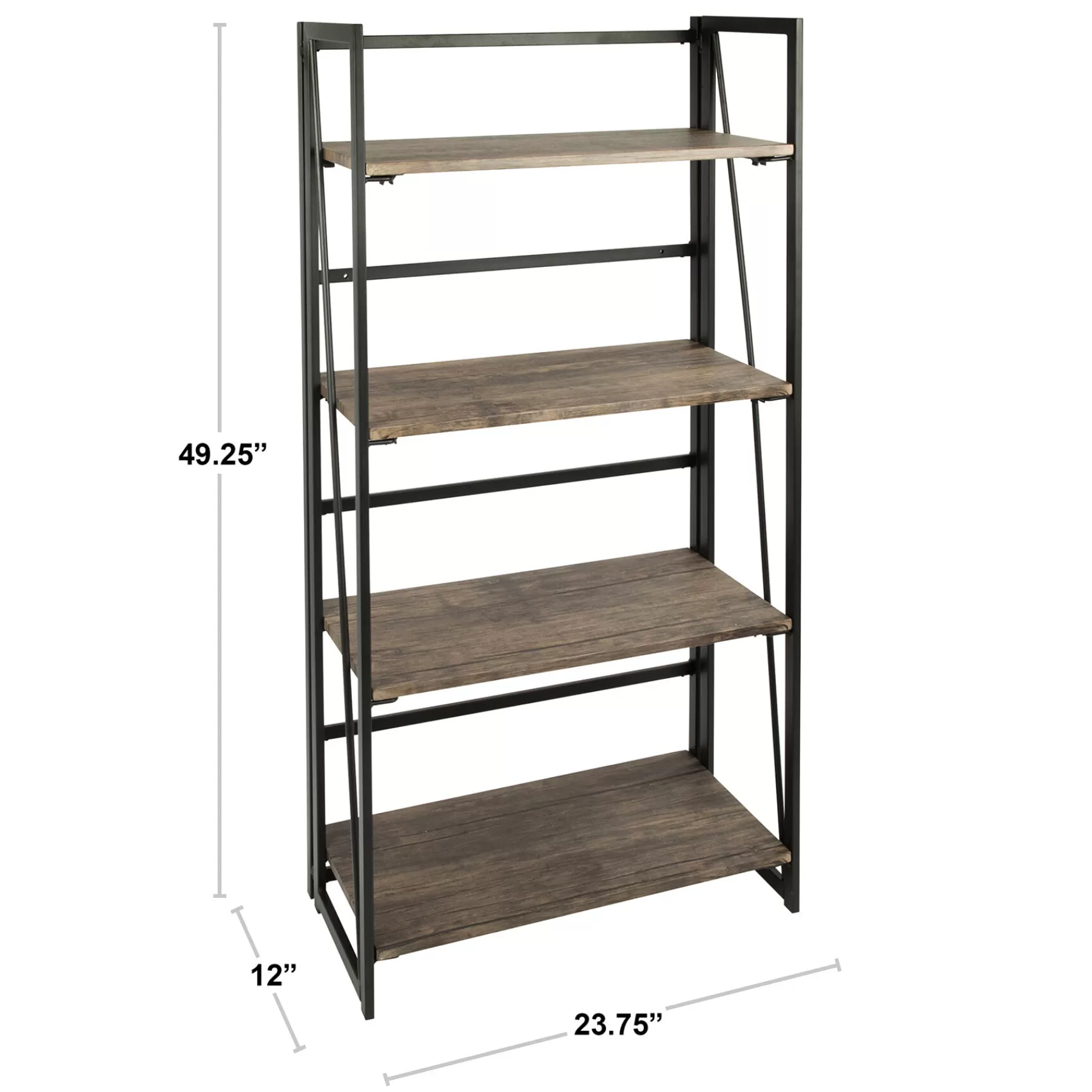 Dakota 4-Tier Black & Brown Industrial Modern Bookshelf, 49 Low Price^* Cheap