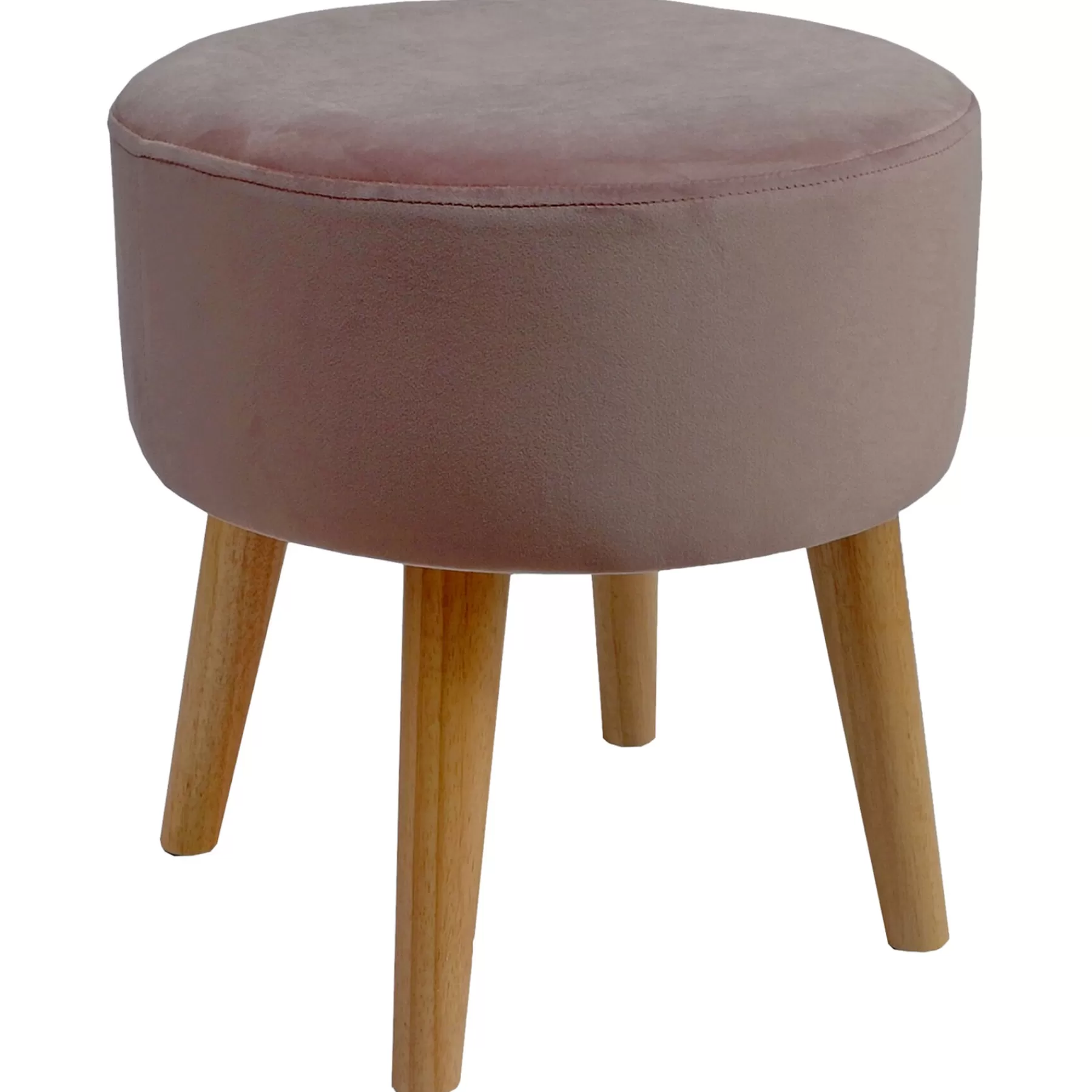 Emmy Rose Velvet Round Wood Leg Ottoman Flash Sale^* Online