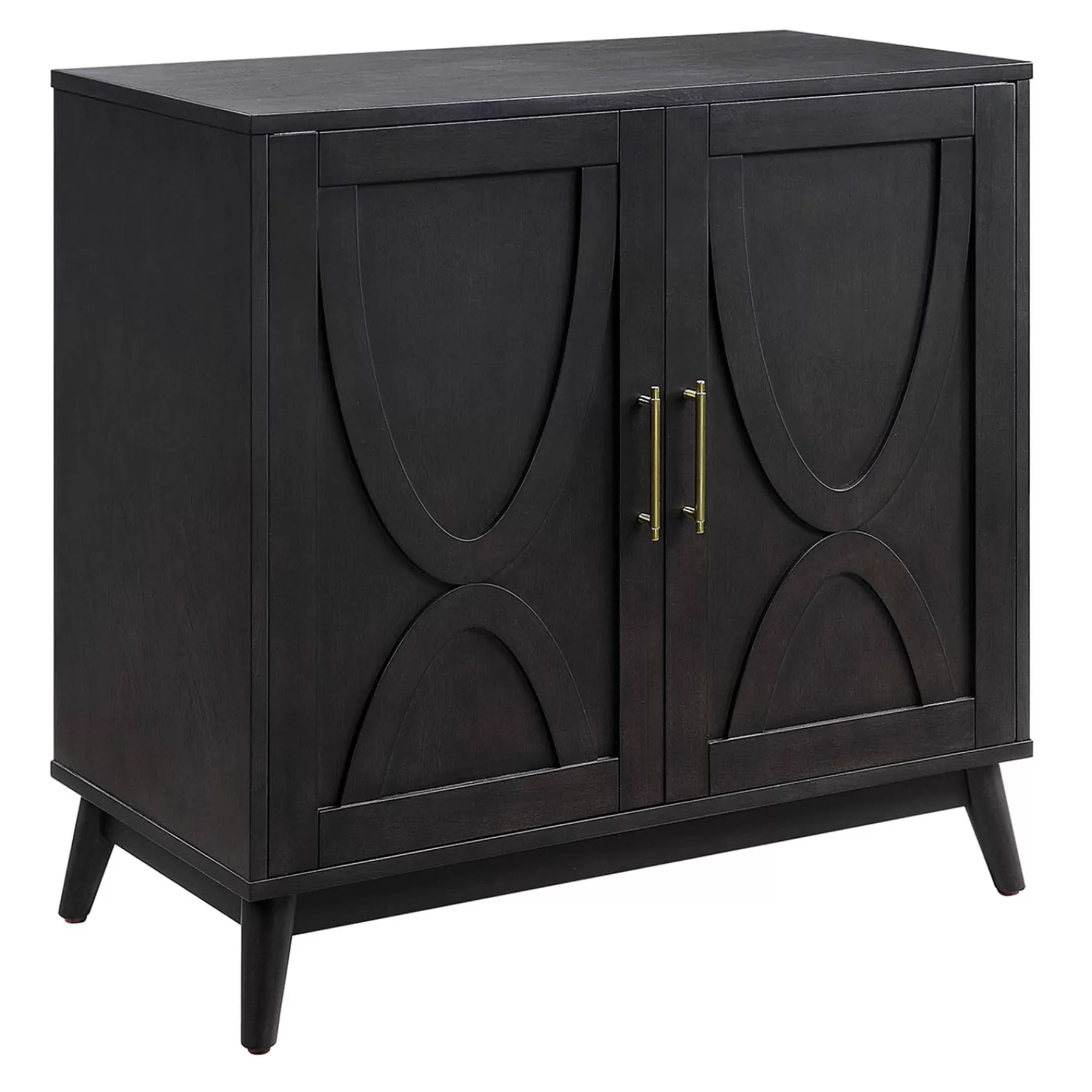 Ezra 2-Door Dark Brown Cabinet With Gold Handle Opening Sales^* Cheap