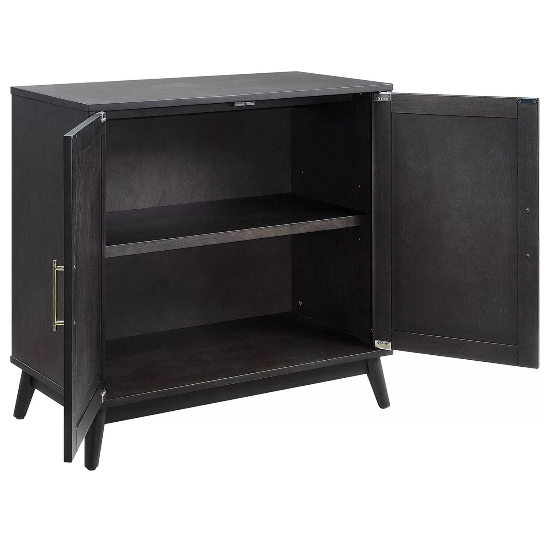 Ezra 2-Door Dark Brown Cabinet With Gold Handle Opening Sales^* Cheap