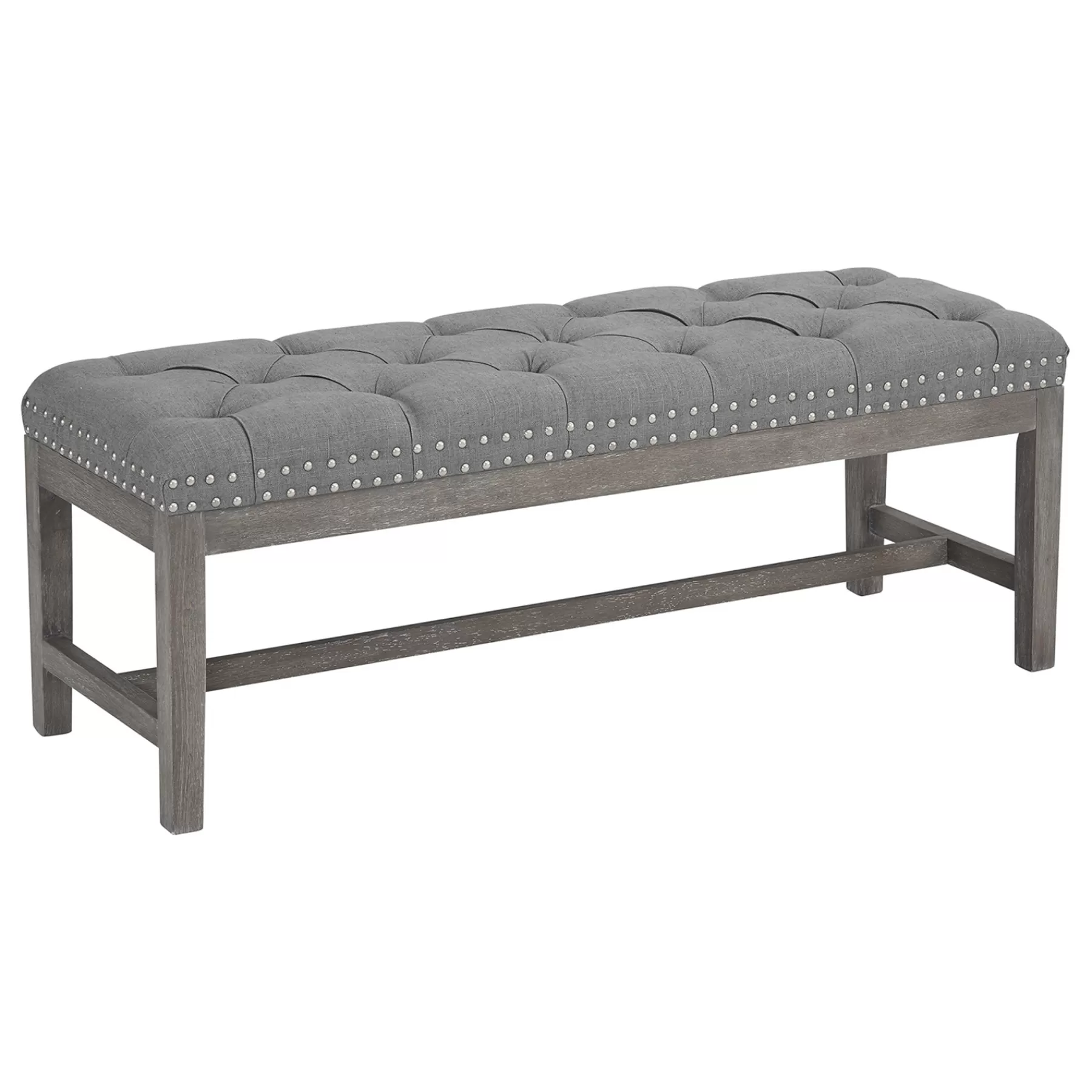 Ferdinand Tufted Tan Linen Wood Bench With Double Nailhead Opening Sales^* Best
