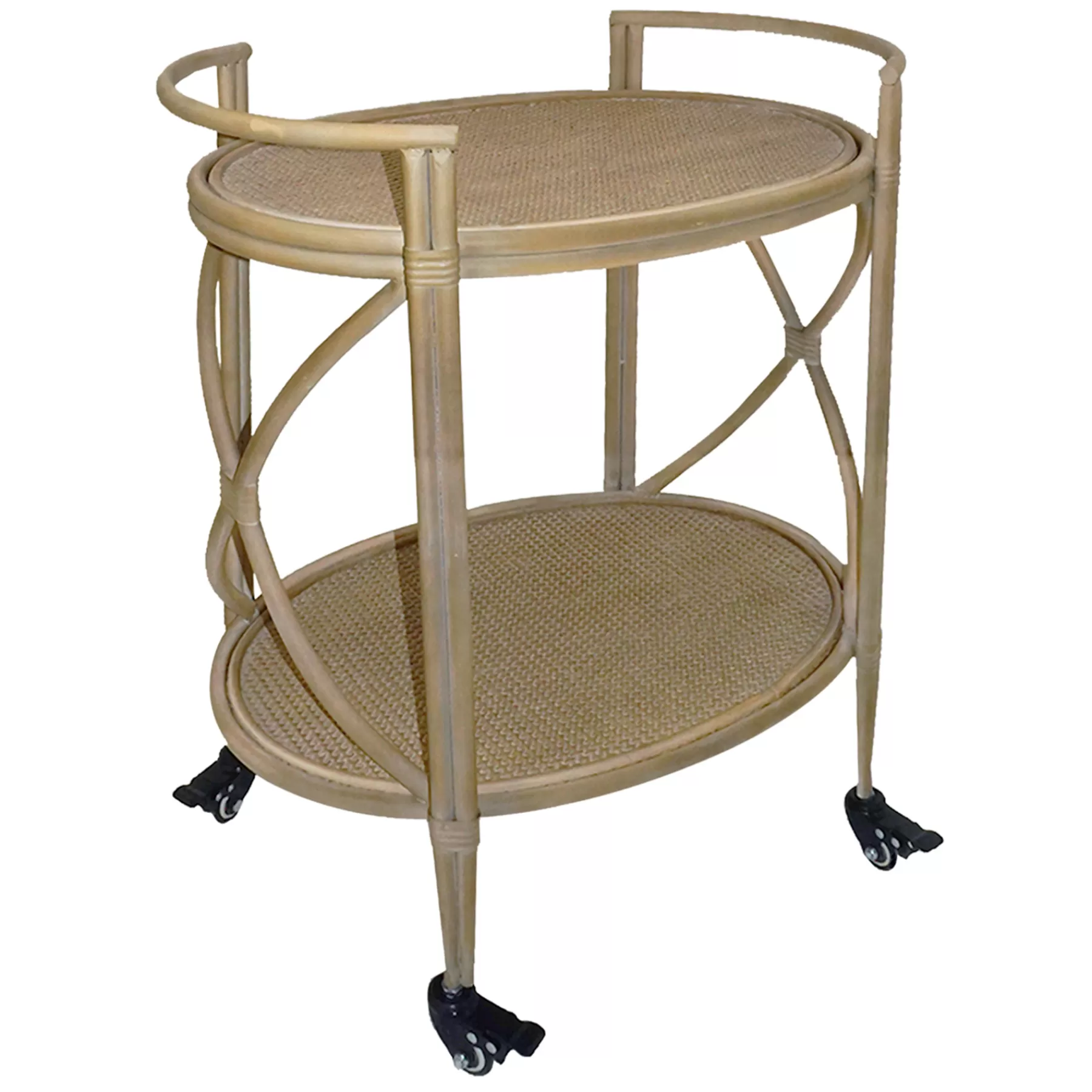 Grace Mitchell 2-Tier Rattan Shelf Bar Cart With Metal Frame Outlet^* Online