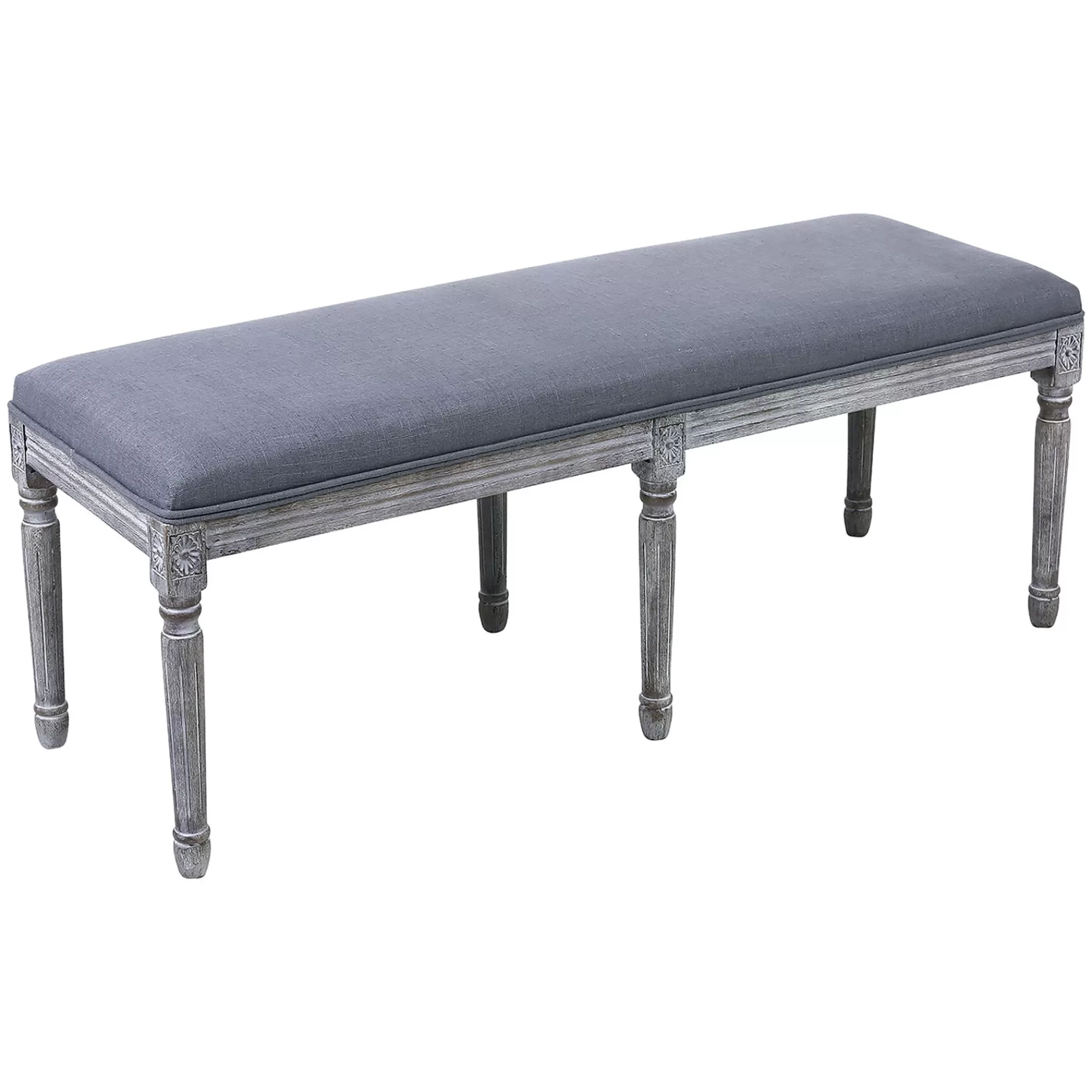 Heritage Dark Grey Linen Bench Low Price^* Outlet