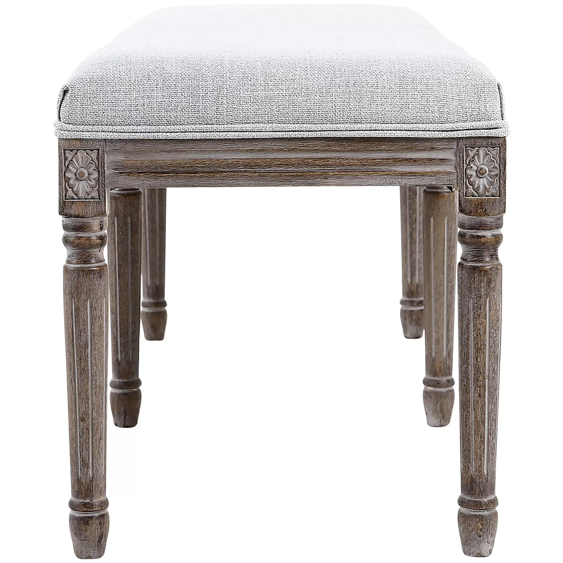 Heritage Light Grey Linen Bench Cheaper^* Online