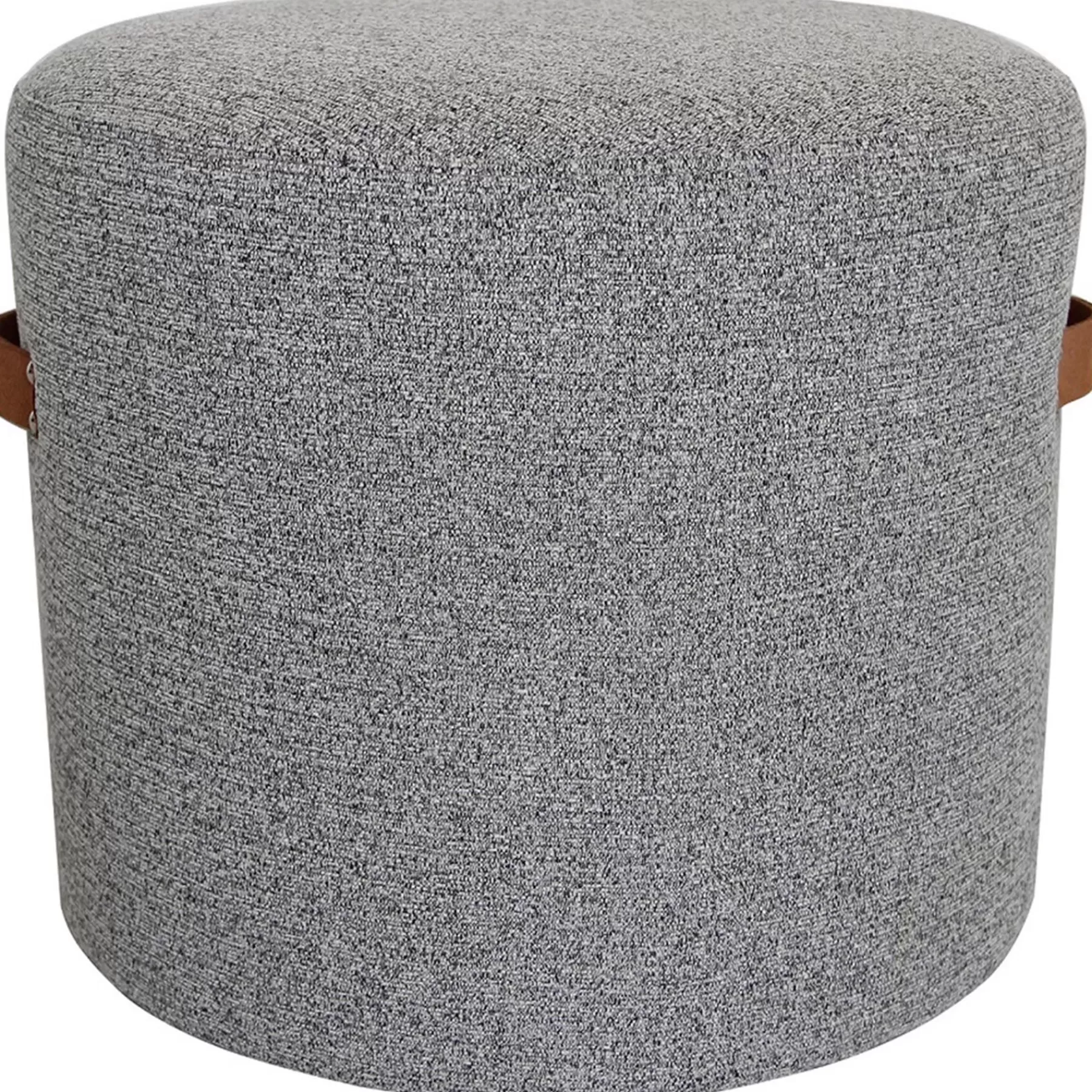 Honeybloom Rica Textured Pouf With Faux Leather Handles, Grey Less Expensive^* Fashion