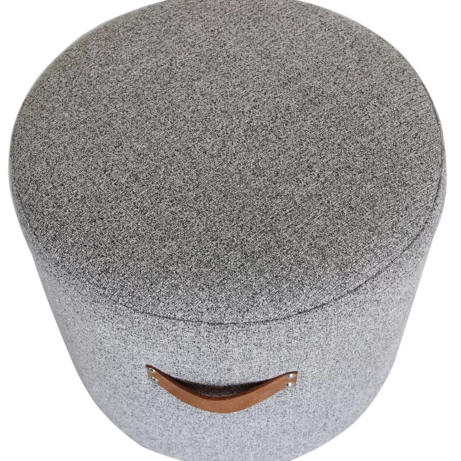 Honeybloom Rica Textured Pouf With Faux Leather Handles, Grey Less Expensive^* Fashion