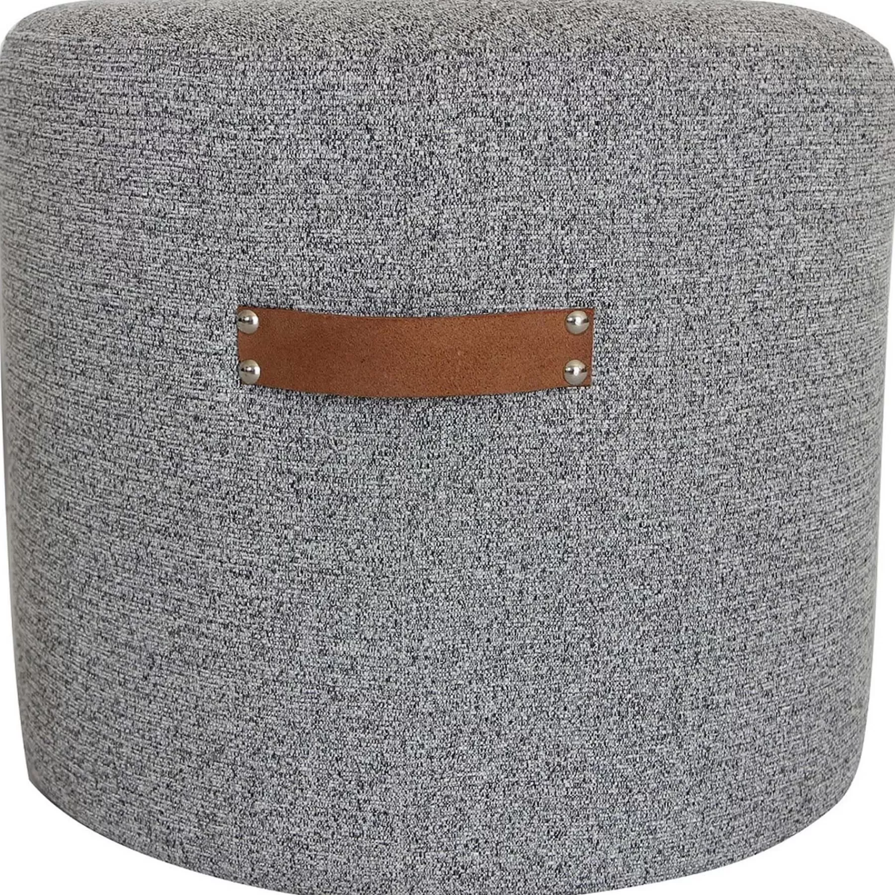 Honeybloom Rica Textured Pouf With Faux Leather Handles, Grey Less Expensive^* Fashion