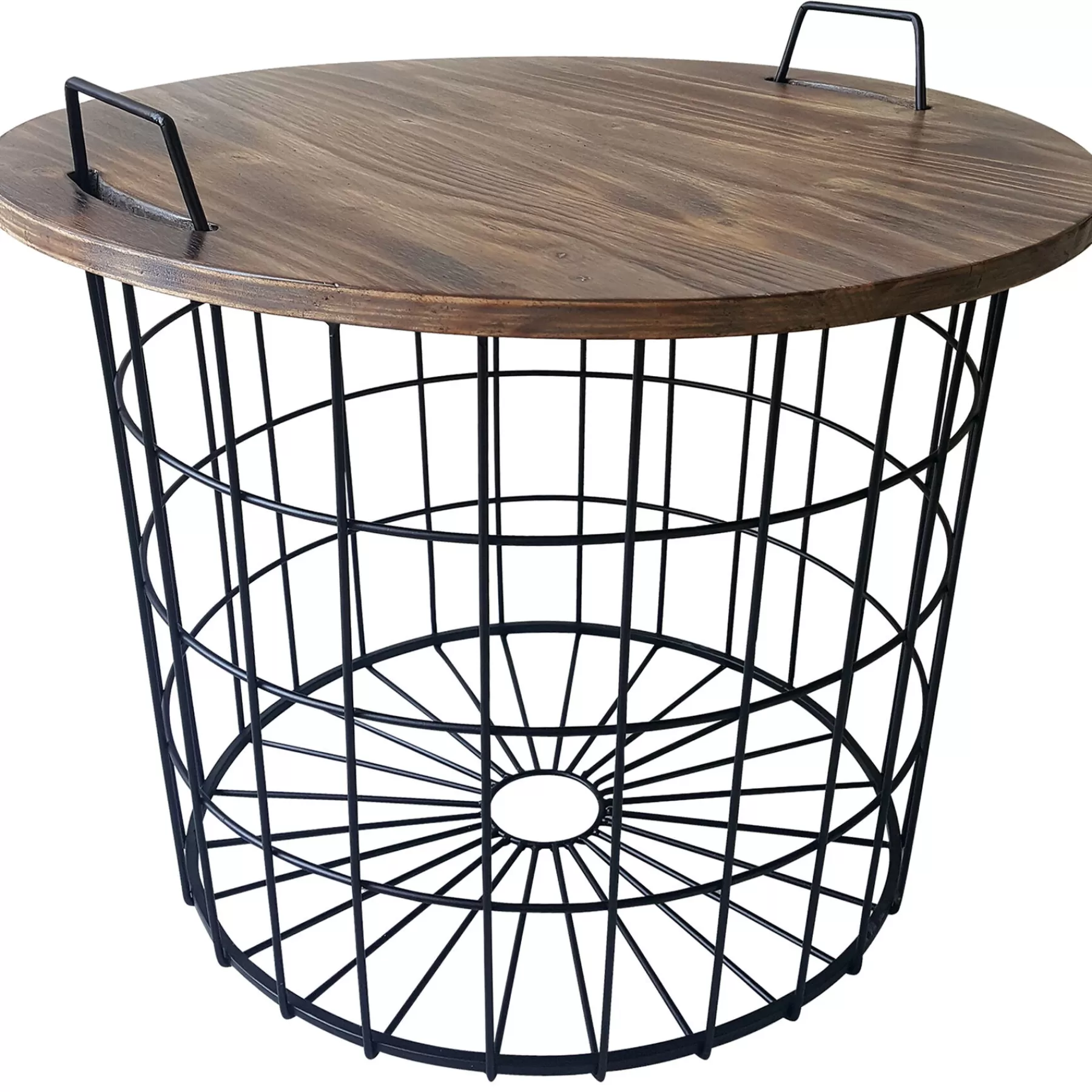 Honeybloom Round Wire Basket Table With Removable Wood Top Discount^* Discount