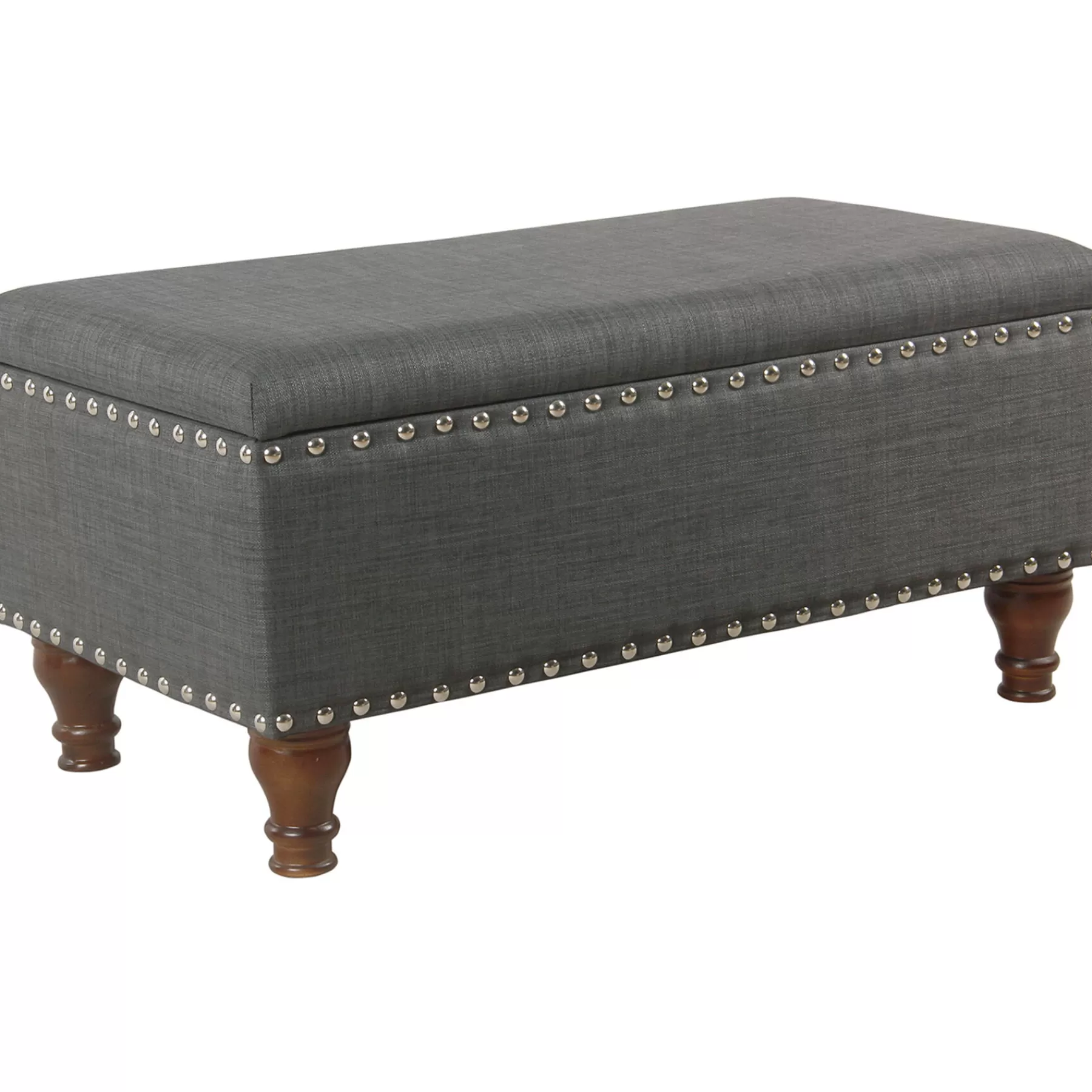 Jasmine Charcoal Grey Upholstered Storage Bench With Nail Heads Discount Online^* Fashion