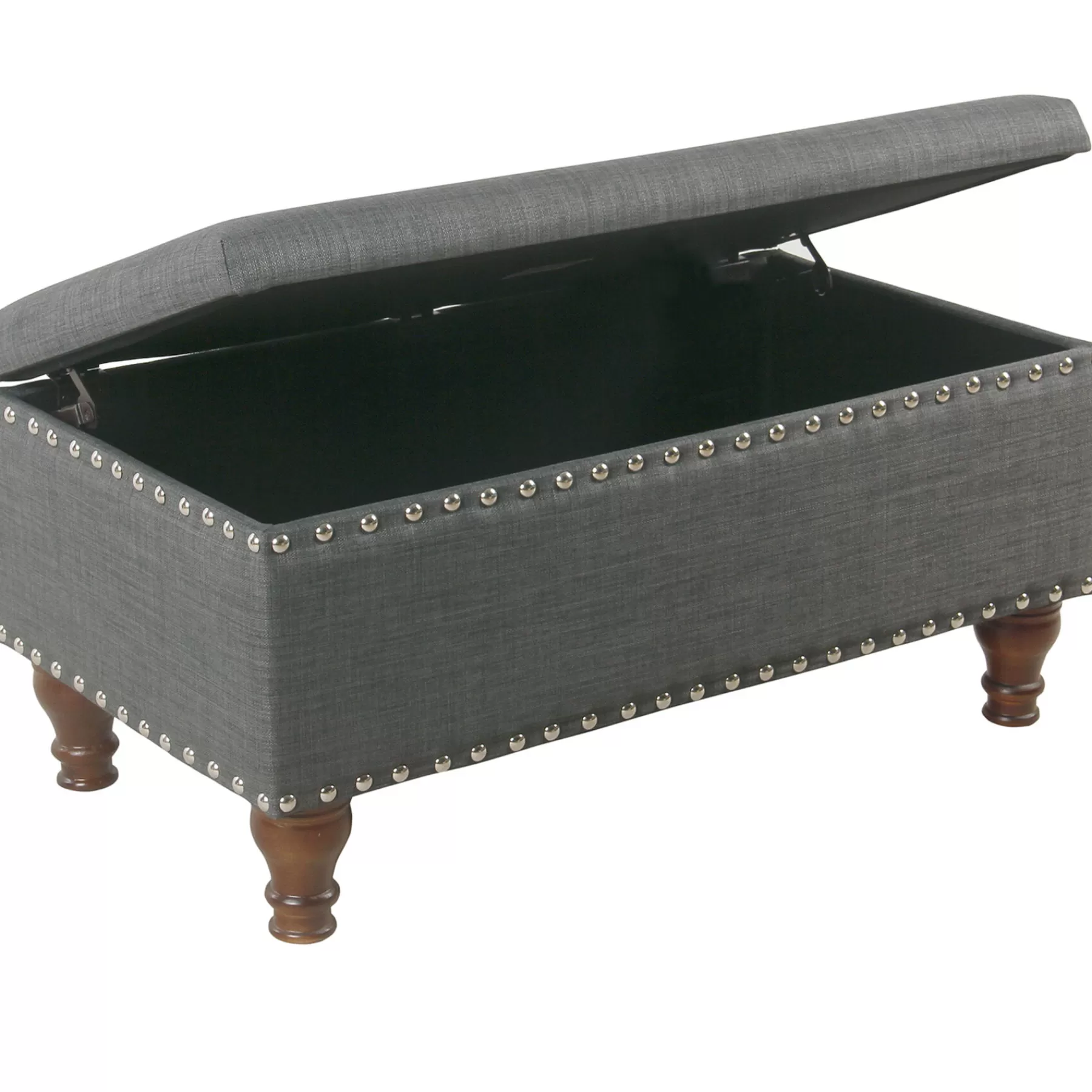 Jasmine Charcoal Grey Upholstered Storage Bench With Nail Heads Discount Online^* Fashion