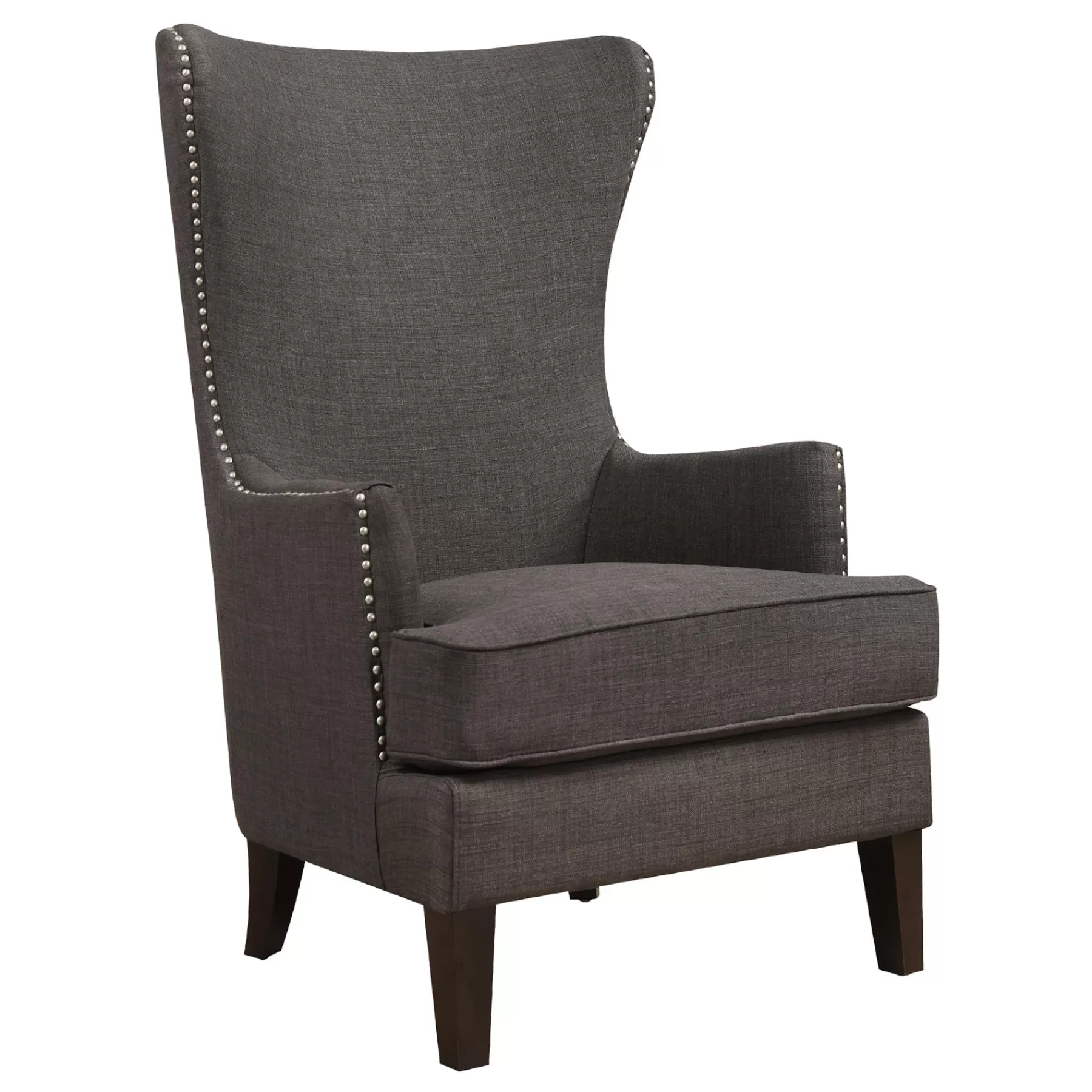 Kori Charcoal Grey High Back Accent Chair With Nailhead Trim Good Quality^* Best Sale