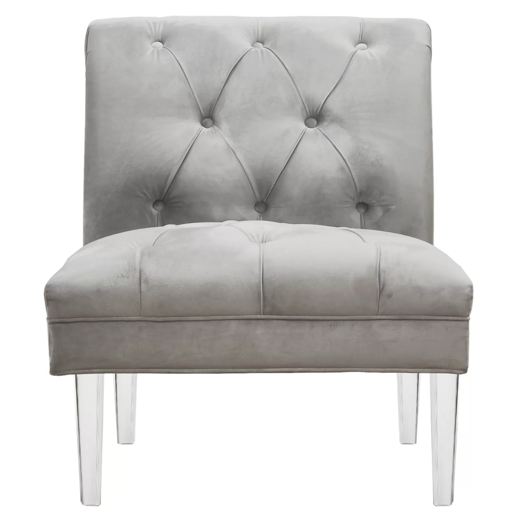 Laila Ali Grey Tufted Accent Chair With Clear Acrylic Legs Outlet^* Shop