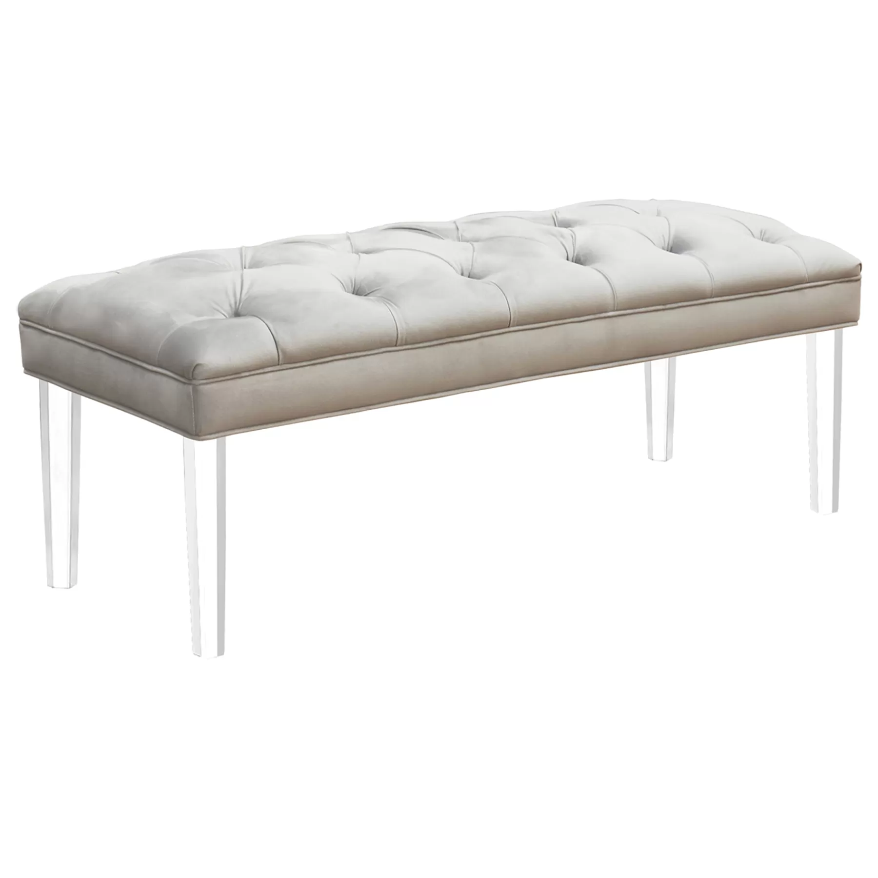 Laila Ali Grey Tufted Acrylic Leg Bench, Kd Online Discount^* Sale