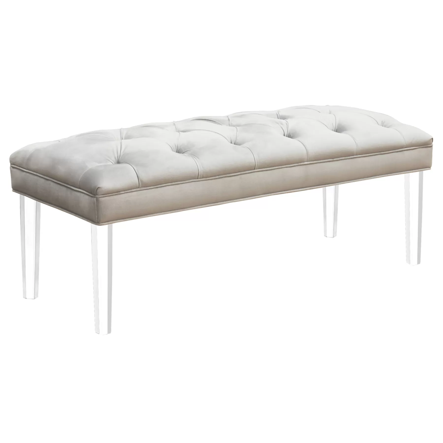 Laila Ali Grey Tufted Acrylic Leg Bench, Kd Online Discount^* Sale