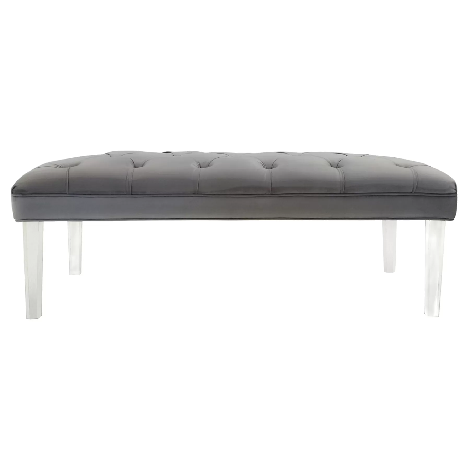 Laila Ali Grey Tufted Bench With Clear Acrylic Legs Promotion^* Shop