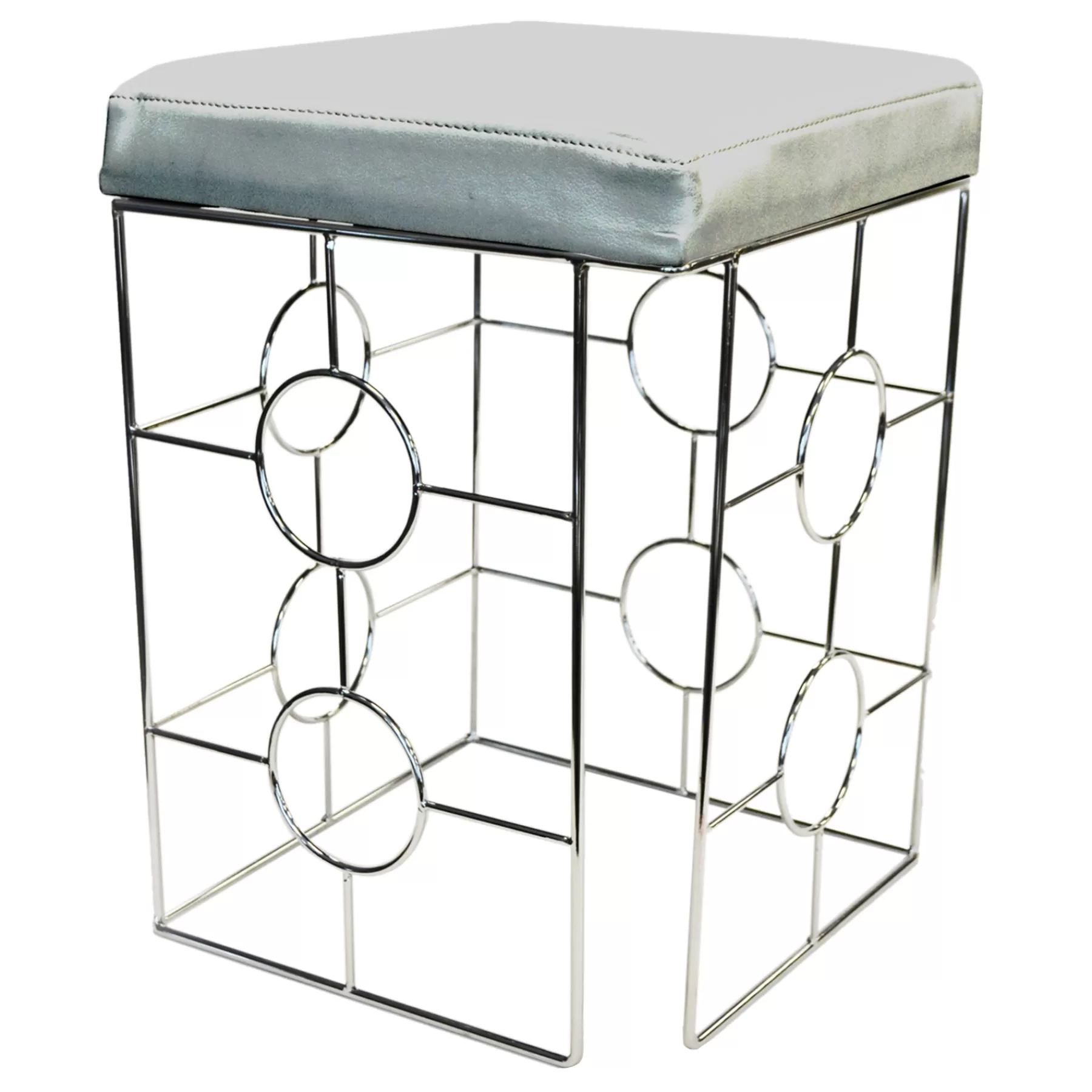 Laila Ali Kaia Grey & Chrome Stool, 20.5 Fashion^* Best Sale