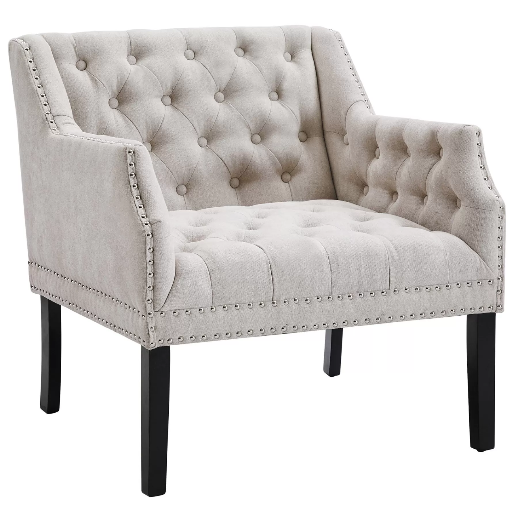Lena Ivory Velvet Tufted Armchair With Nailhead Trim Discount Online^* Flash Sale