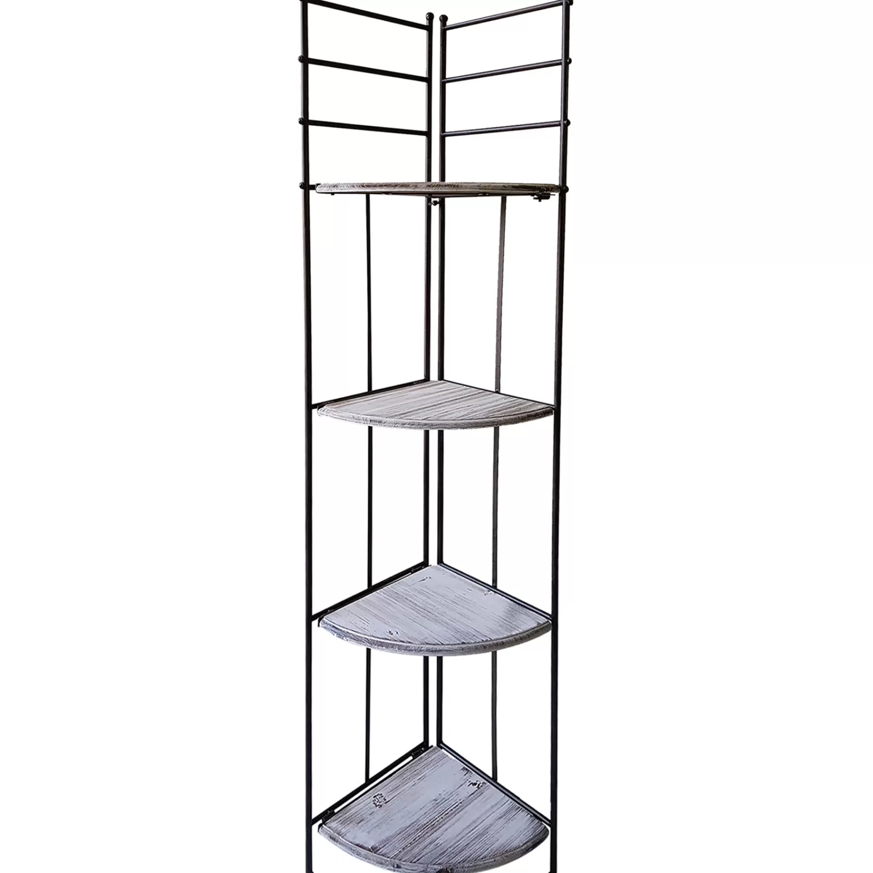 Metal Corner Rack With Folding Wood-Top Shelves, 63 Featured^* Sale