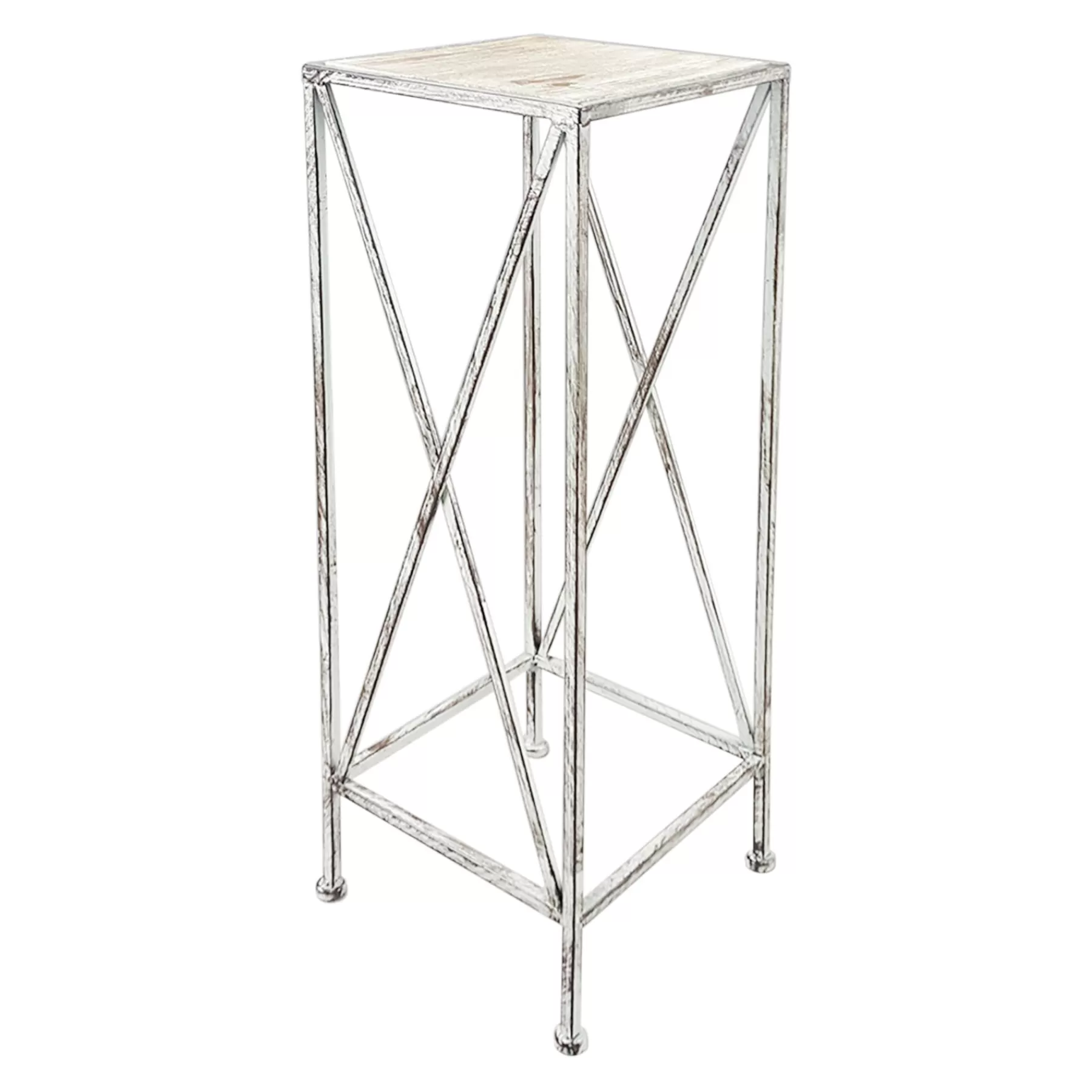 Metal Plant Stand With Wood Top Grey, Large Online Discount^* Online