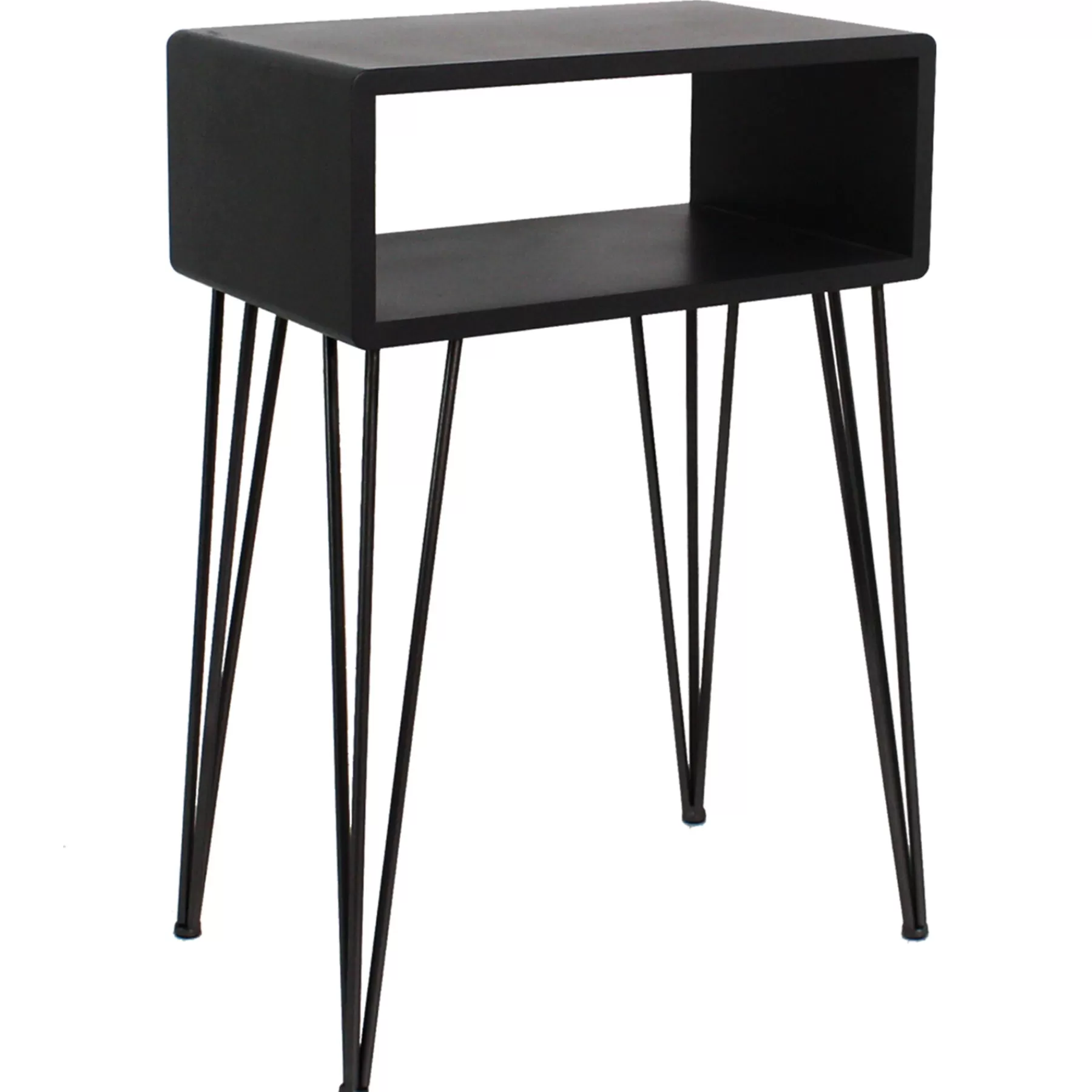 Open-Storage Accent Table With Hairpin Legs, Dark Grey Outlet^* Best