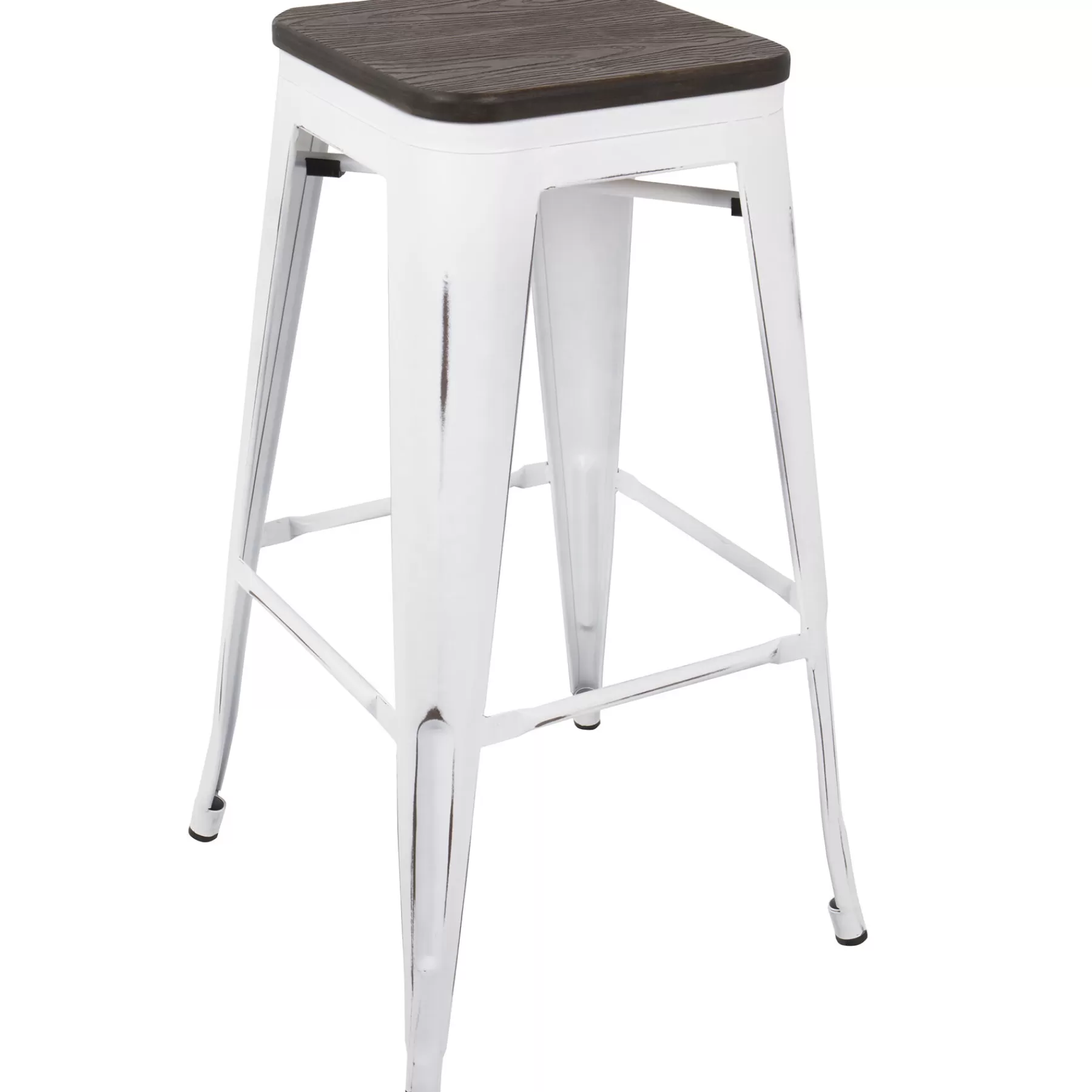 Oregon Vintage White Industrial Backless Barstool, 30 Opening Sales^* Flash Sale