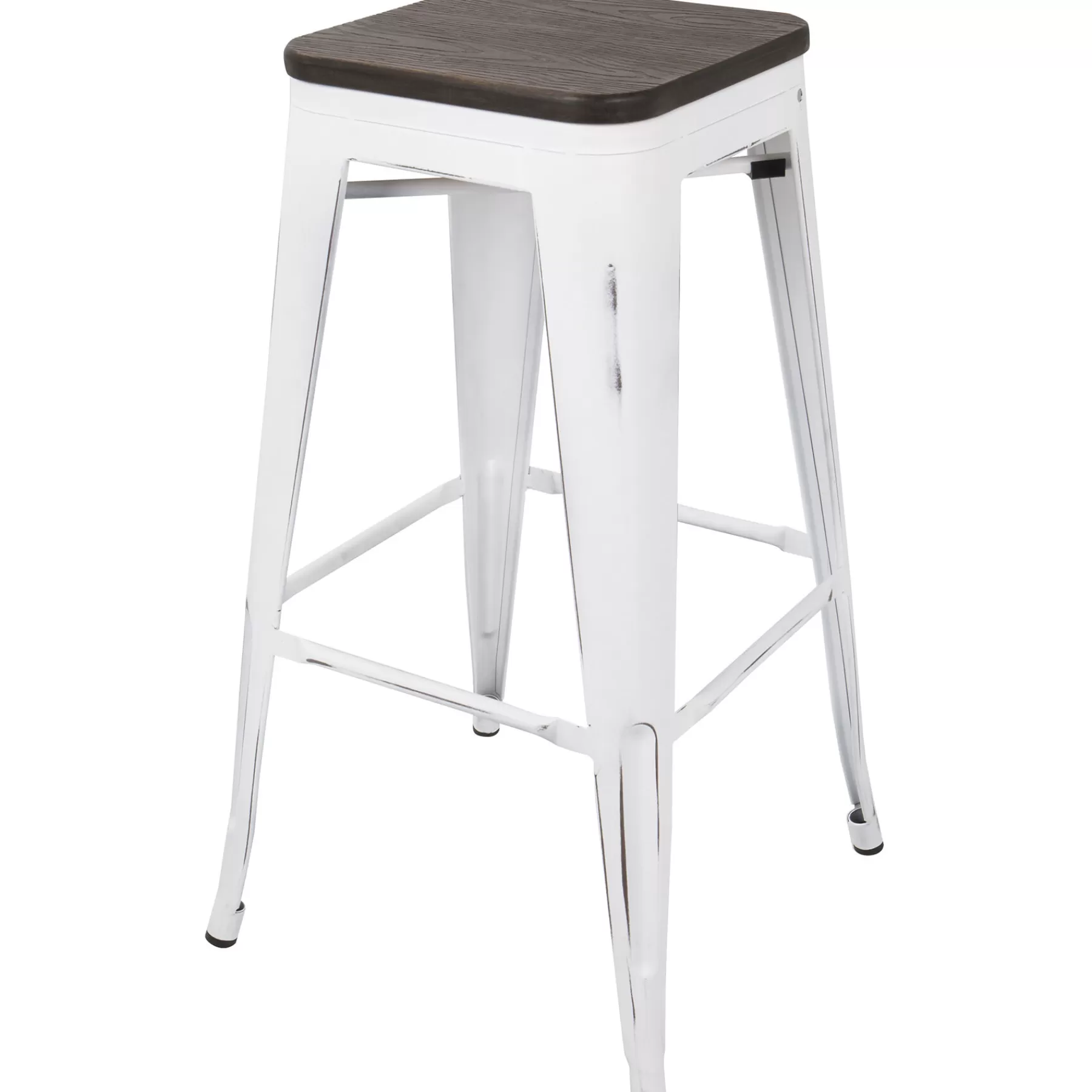 Oregon Vintage White Industrial Backless Barstool, 30 Opening Sales^* Flash Sale