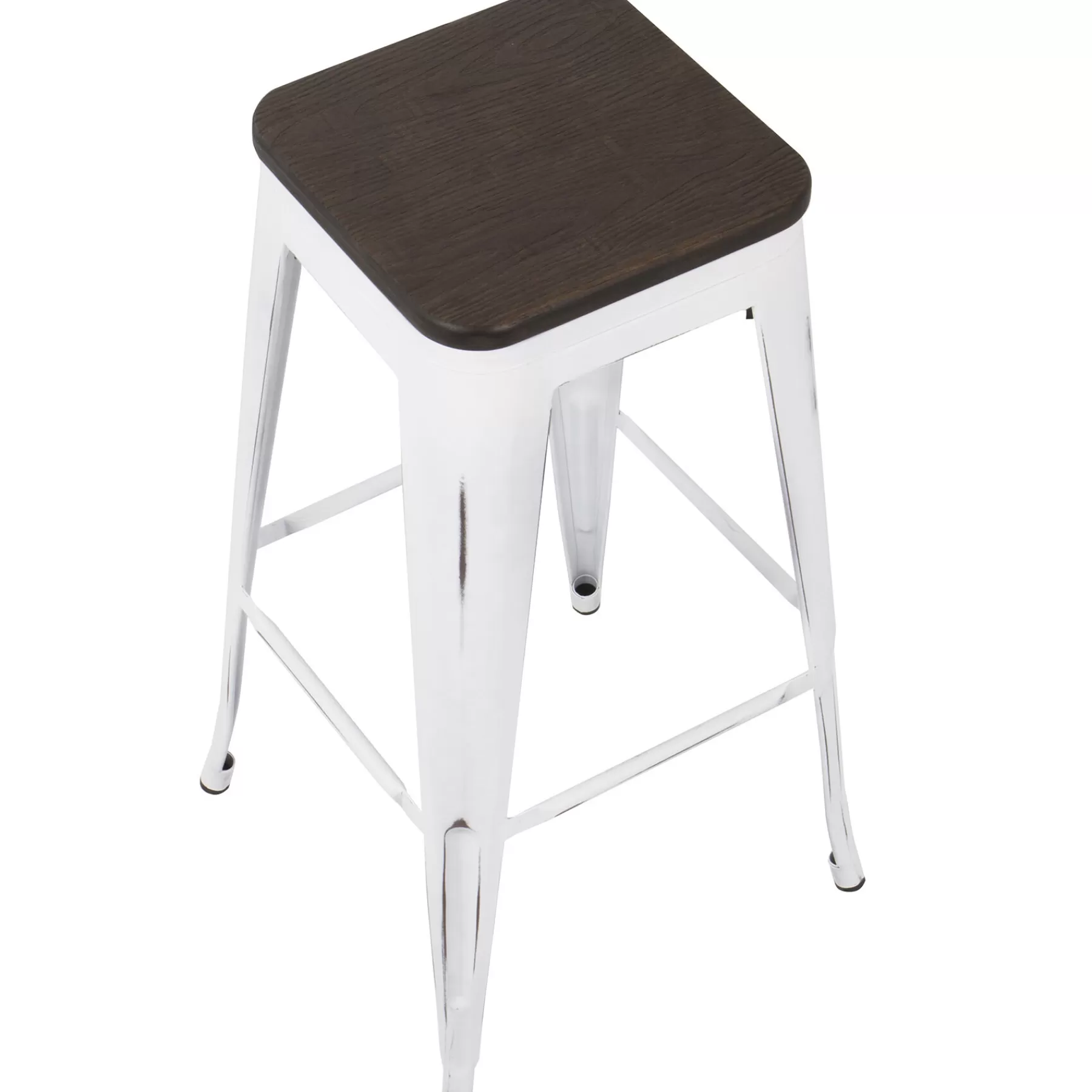 Oregon Vintage White Industrial Backless Barstool, 30 Opening Sales^* Flash Sale