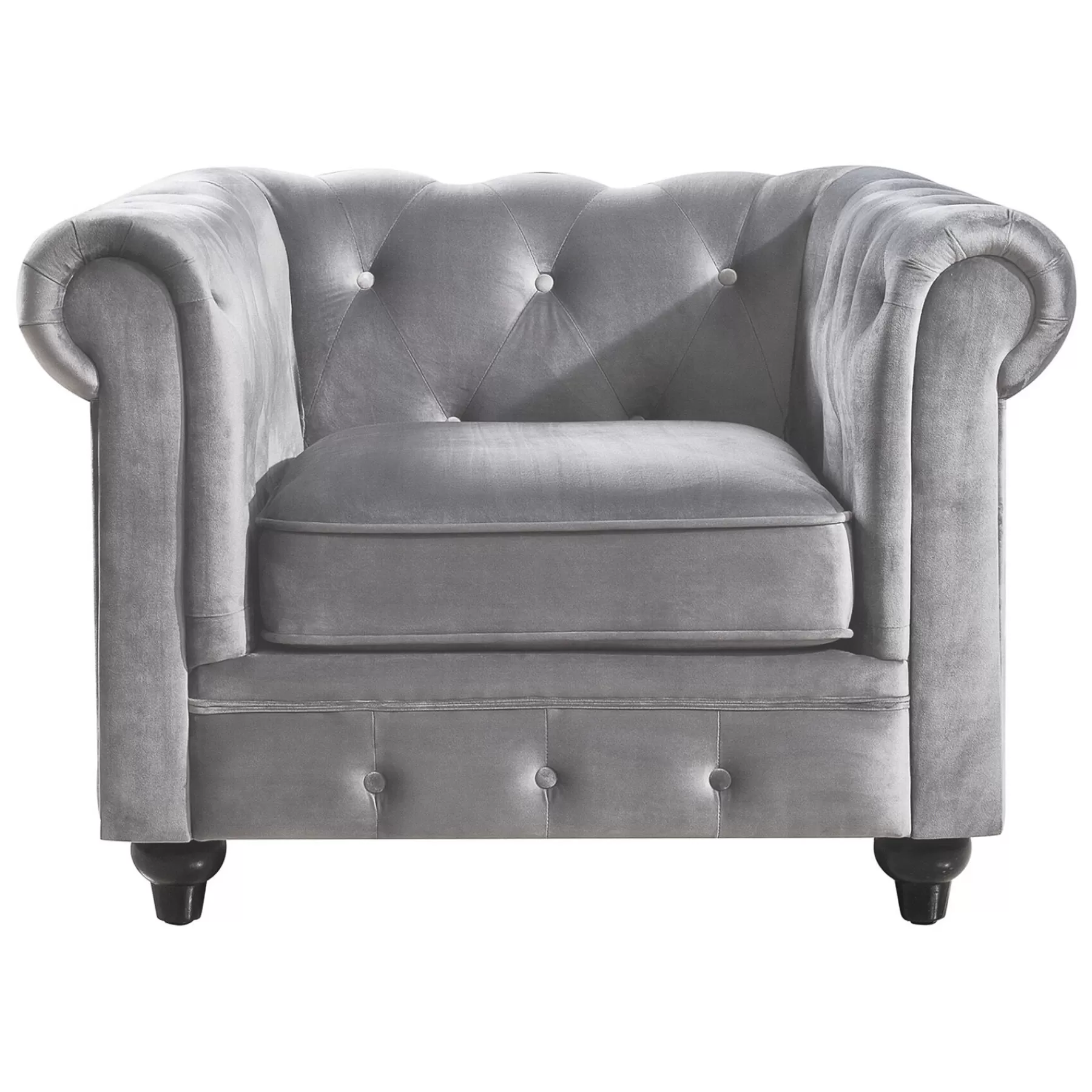 Providence Chesterfield Tufted Grey Velvet Rolled Arm Chair Discount Online^* Store