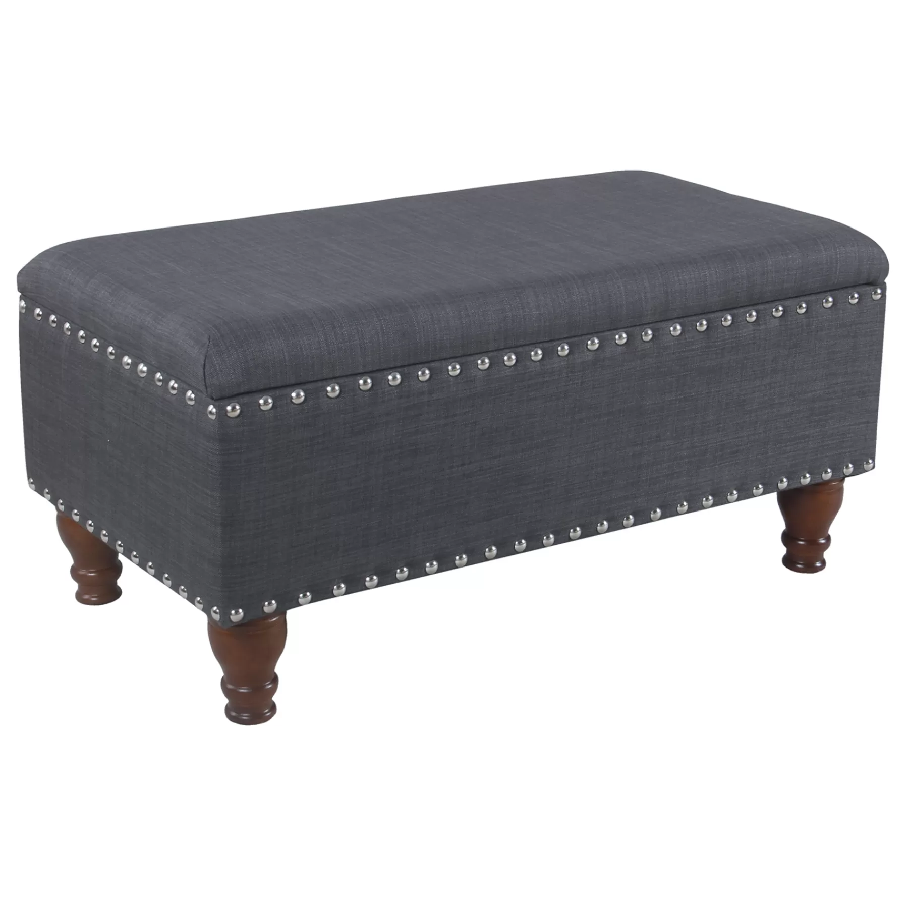 Providence Jasmine Linen Storage Ottoman, Charcoal Grey Premium^* Cheap