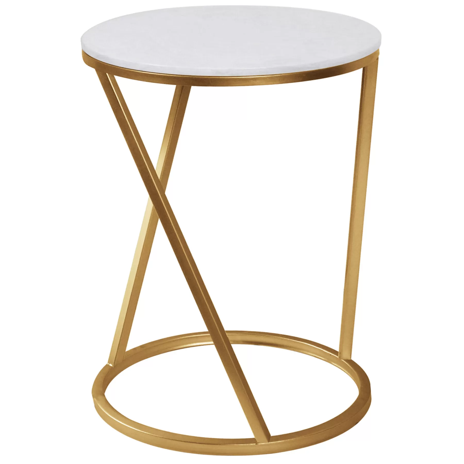 Round Quartz Top Accent Table With Gold Metal Base, Small Exquisite Gifts^* Shop