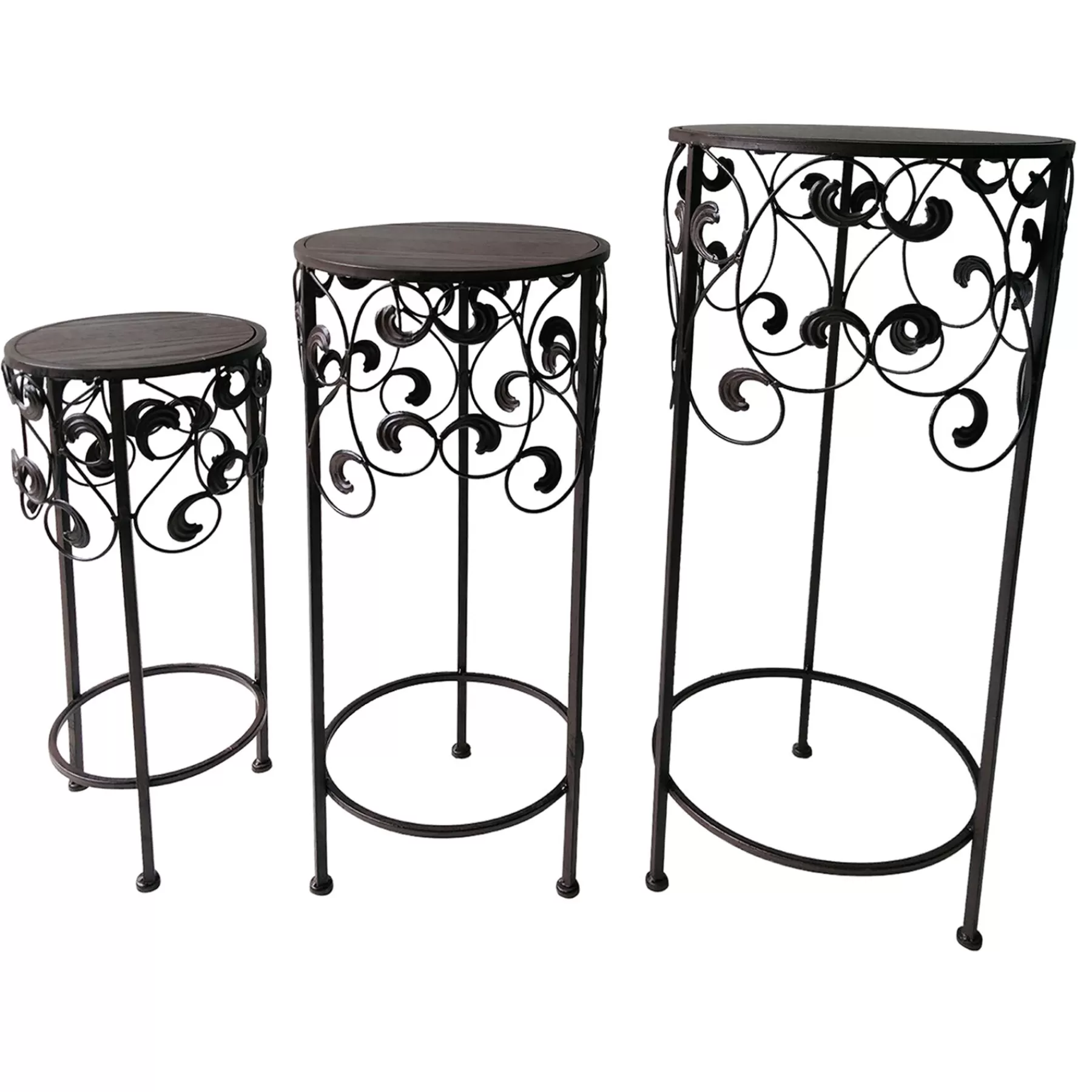 Round Wood Top With Scroll Metal Plant Stand, Large Bargain Sale^* Fashion