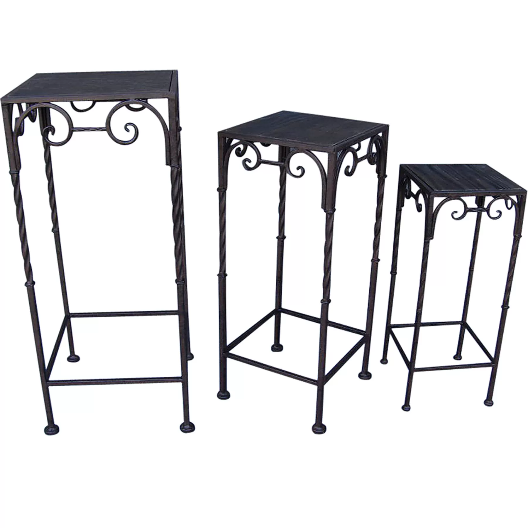 Square Wood Top Plant Stand With Brown Twist Metal Leg, Large Discount Online^* Sale