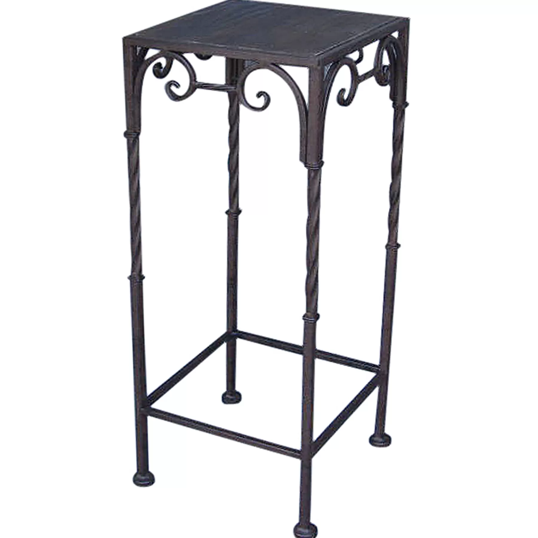 Square Wood Top Plant Stand With Brown Twist Metal Leg, Medium Online Discount^* Discount