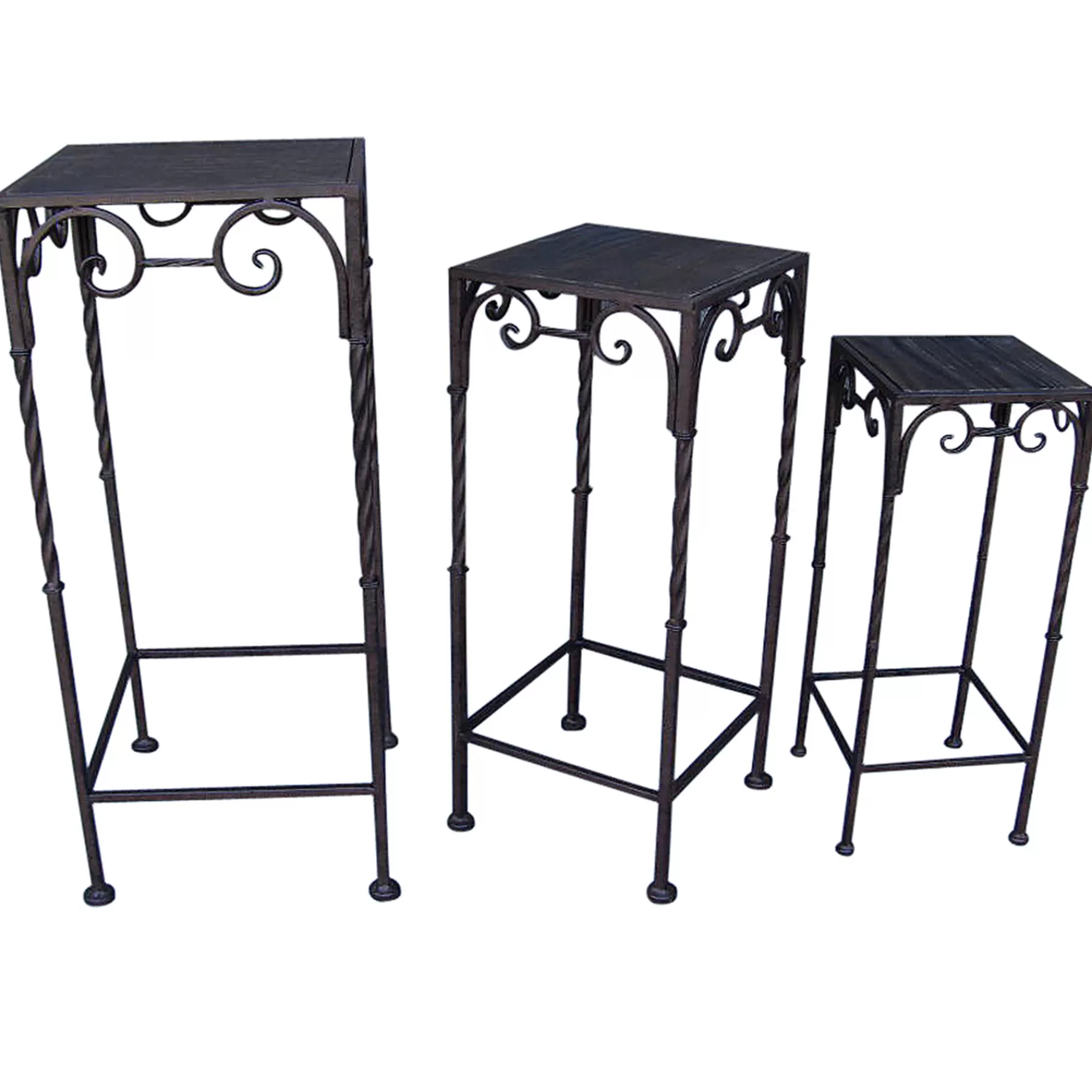 Square Wood Top Plant Stand With Brown Twist Metal Leg, Medium Online Discount^* Discount