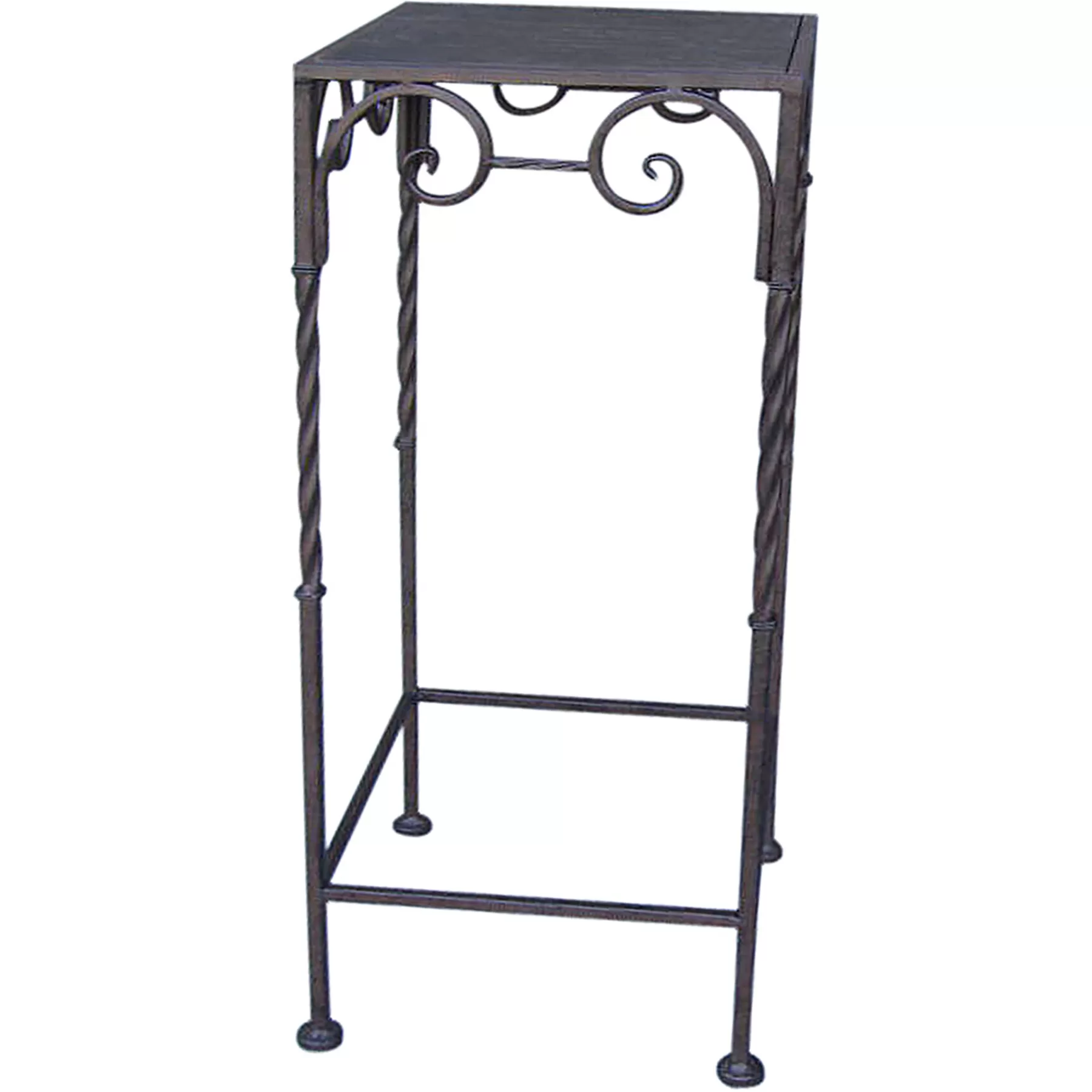 Square Wood Top Plant Stand With Brown Twist Metal Leg, Small Gift Selection^* Clearance