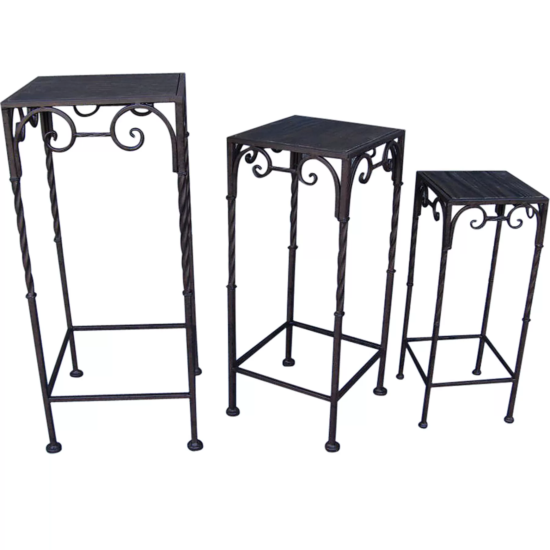 Square Wood Top Plant Stand With Brown Twist Metal Leg, Small Gift Selection^* Clearance